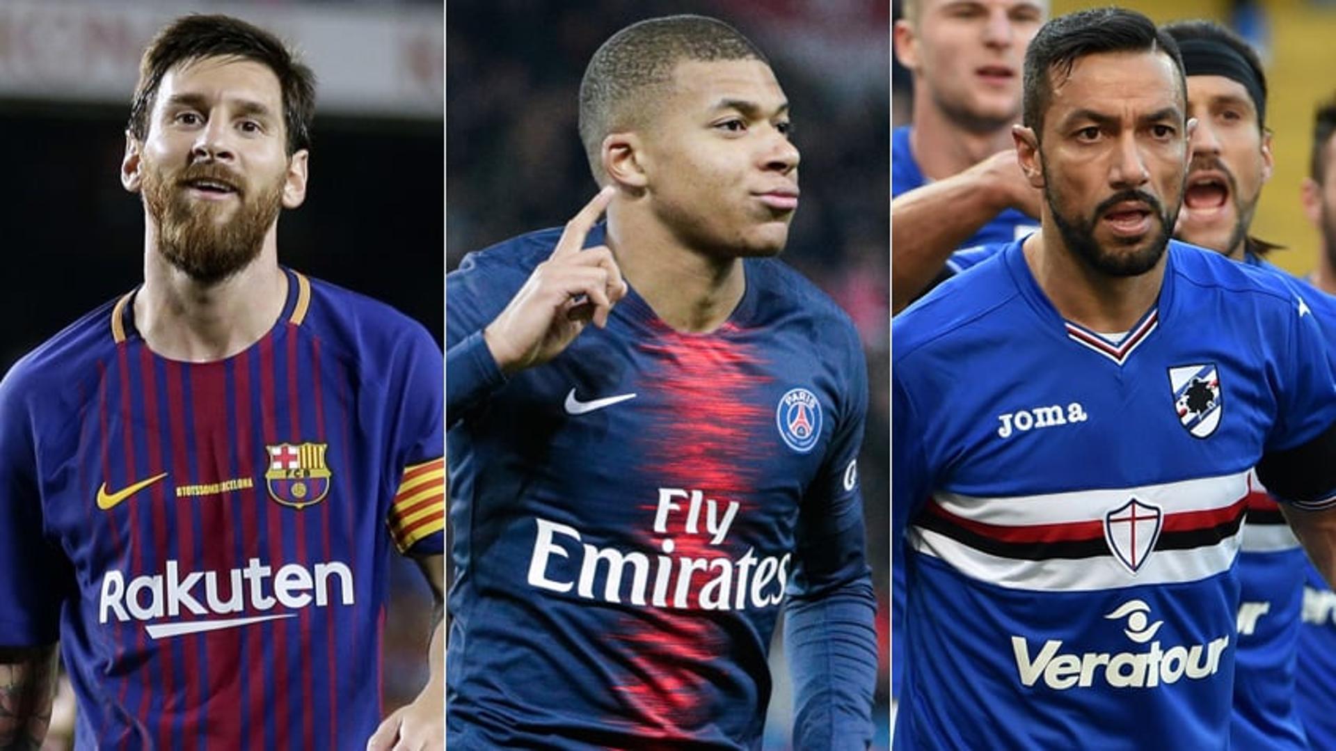 Messi, Mbappé e Quagliarella - Líderes da Chuteira de Ouro na temporada 2018/19