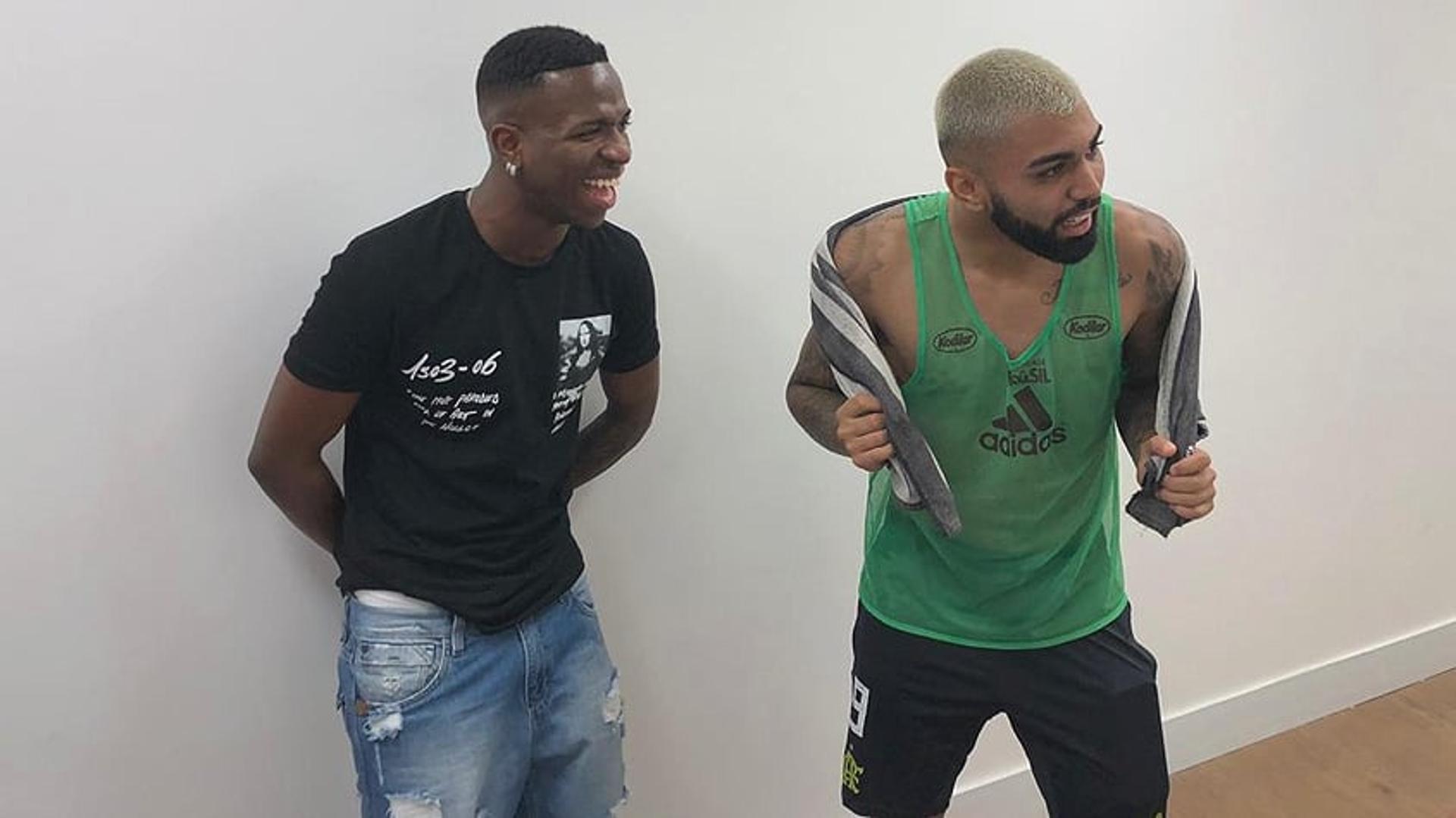 Vinicius Jr e Gabigol no Ninho do Urubu