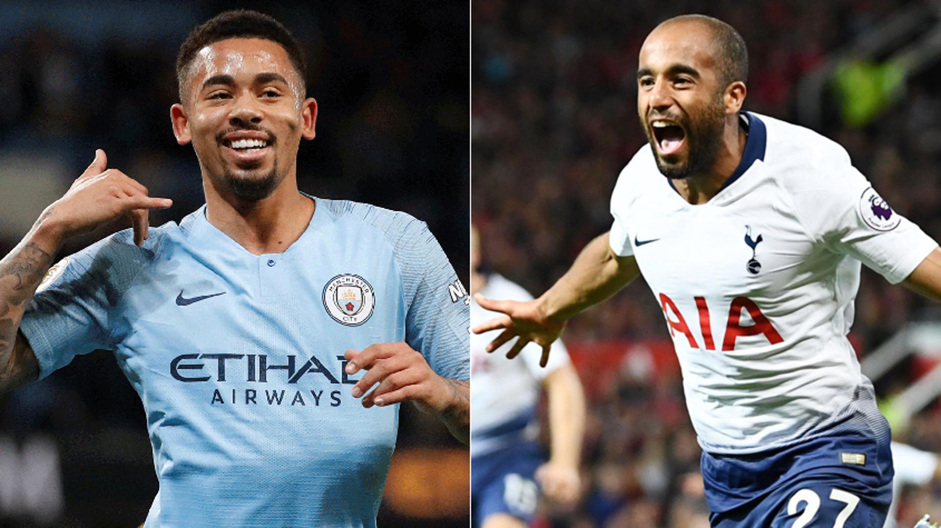 Montagem Gabriel Jesus (City)/Lucas Moura (Tottenham)