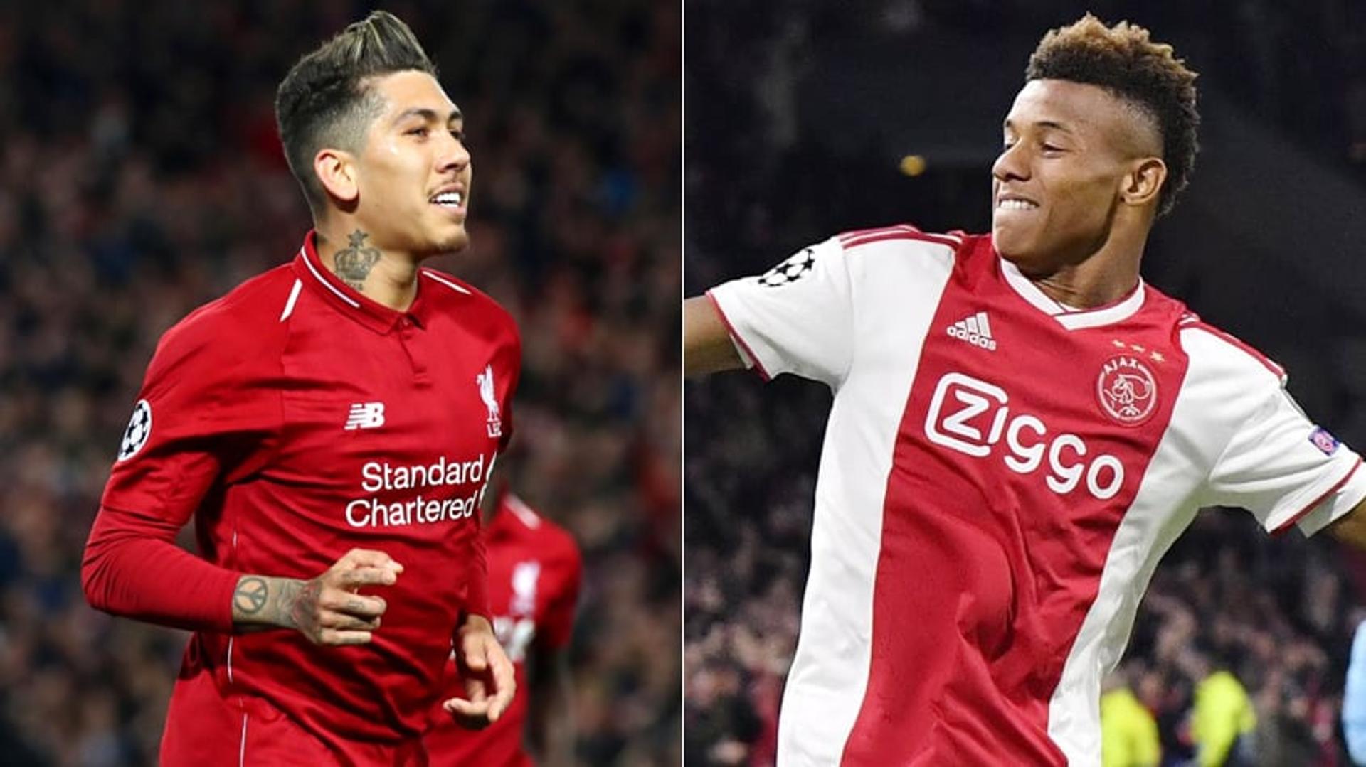 Montagem Firmino(Liverpool)/David Neres (Ajax)