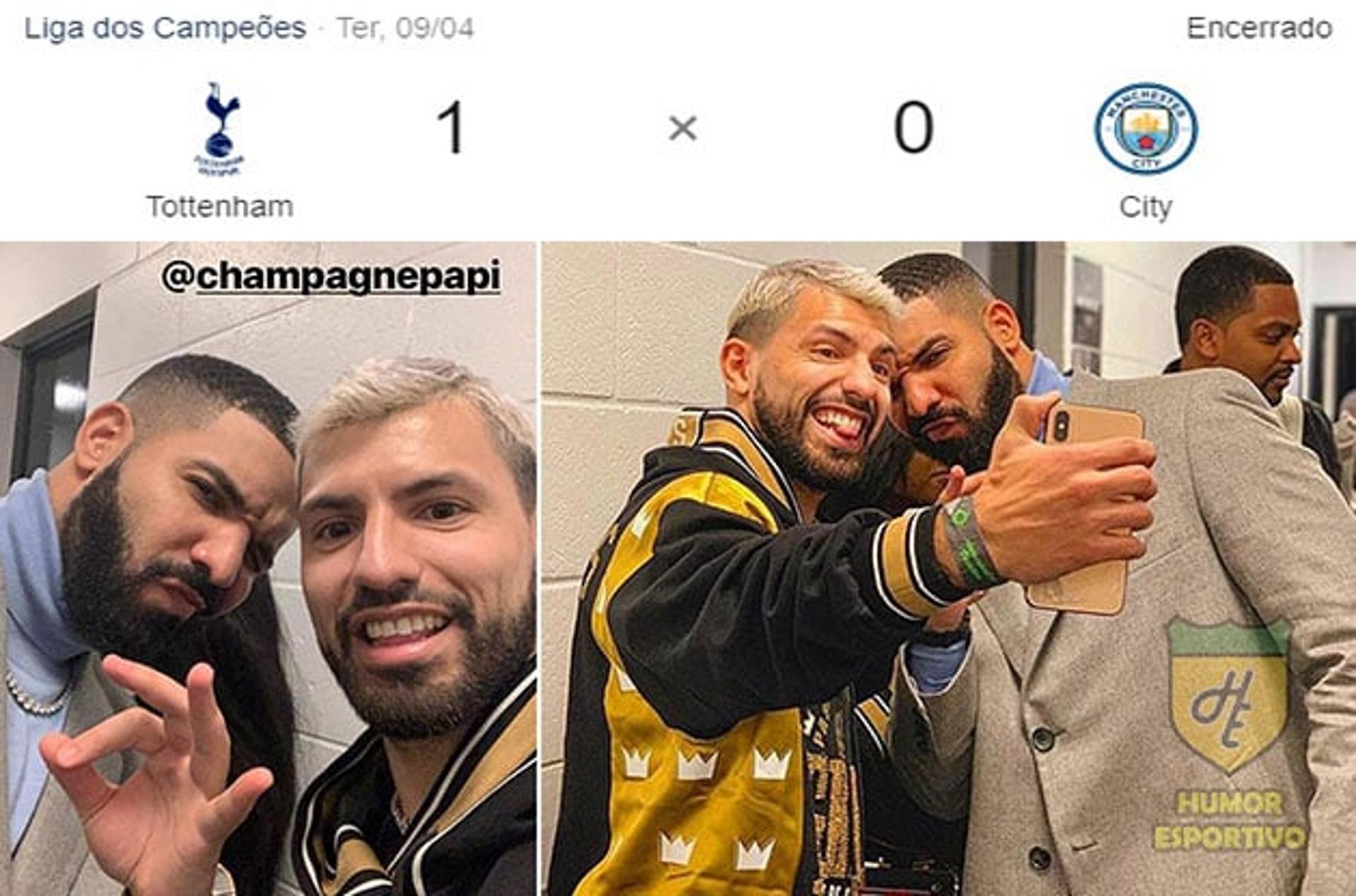 Após tirar foto com o cantor, Sergio Agüero perdeu um pênalti e viu o Manchester City ser derrotado pelo Tottenham