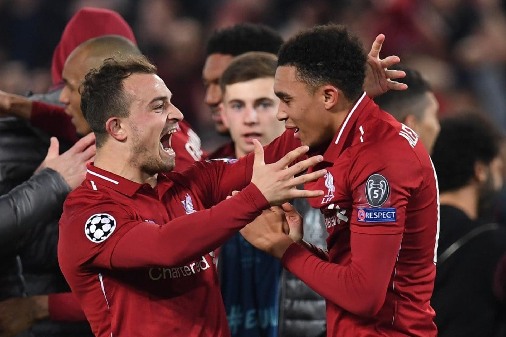 Alexander-Arnold e Shaqiri - Liverpool x Barcelona