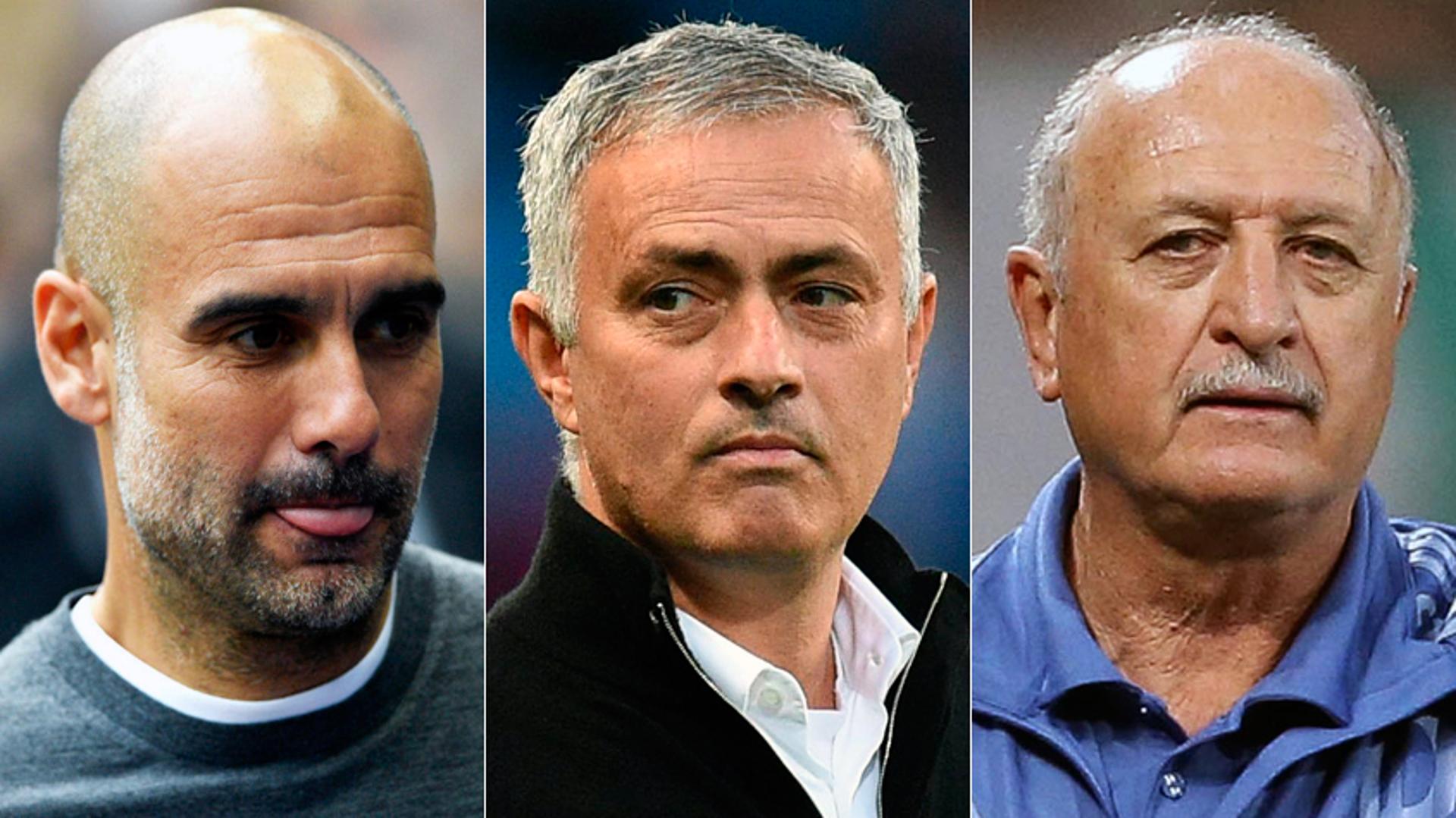 Montagem - Pep Guardiola, José Mourinho e Felipão