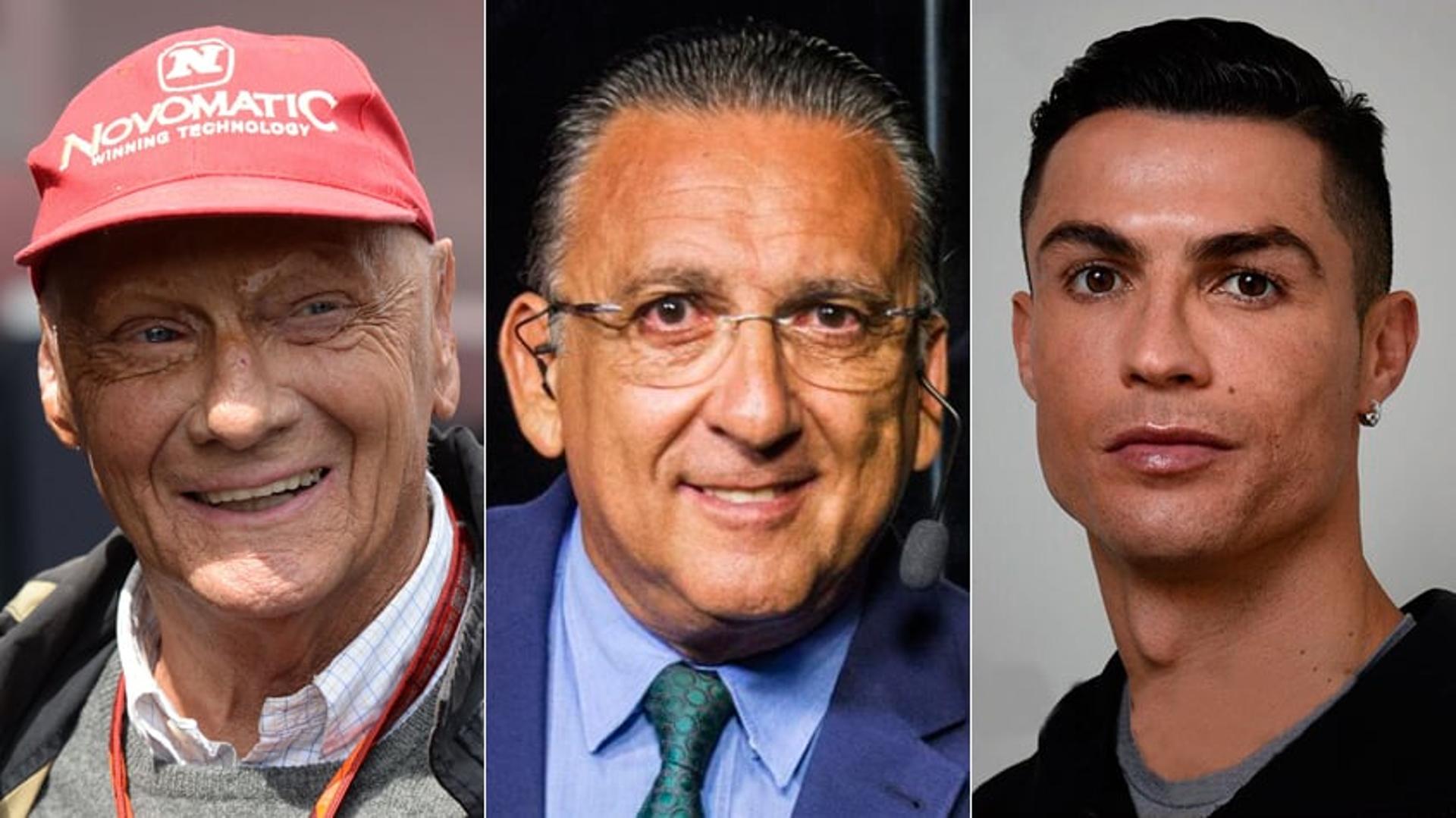 Montagem - Niki Lauda, Galvão Bueno e Cristiano Ronaldo