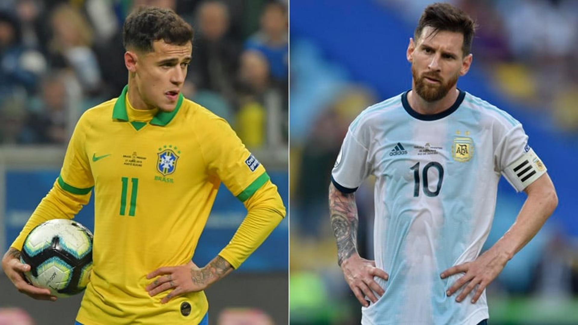 Brasil e Argentina fazem um clássico também no quesito econômico. Em comparação de valores dos titulares, a Seleção Brasileira vale mais de R$ 1 bilhão de reais a mais que a rival. Messi, jogador mais valioso da Copa América, e Coutinho, mais valioso do Brasil, são destaques.