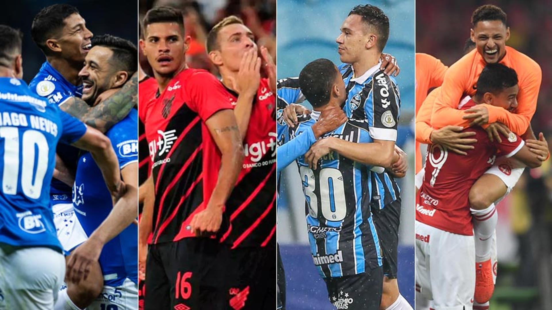 Montagem - Cruzeiro, Athletico PR, Grêmio e Internacional