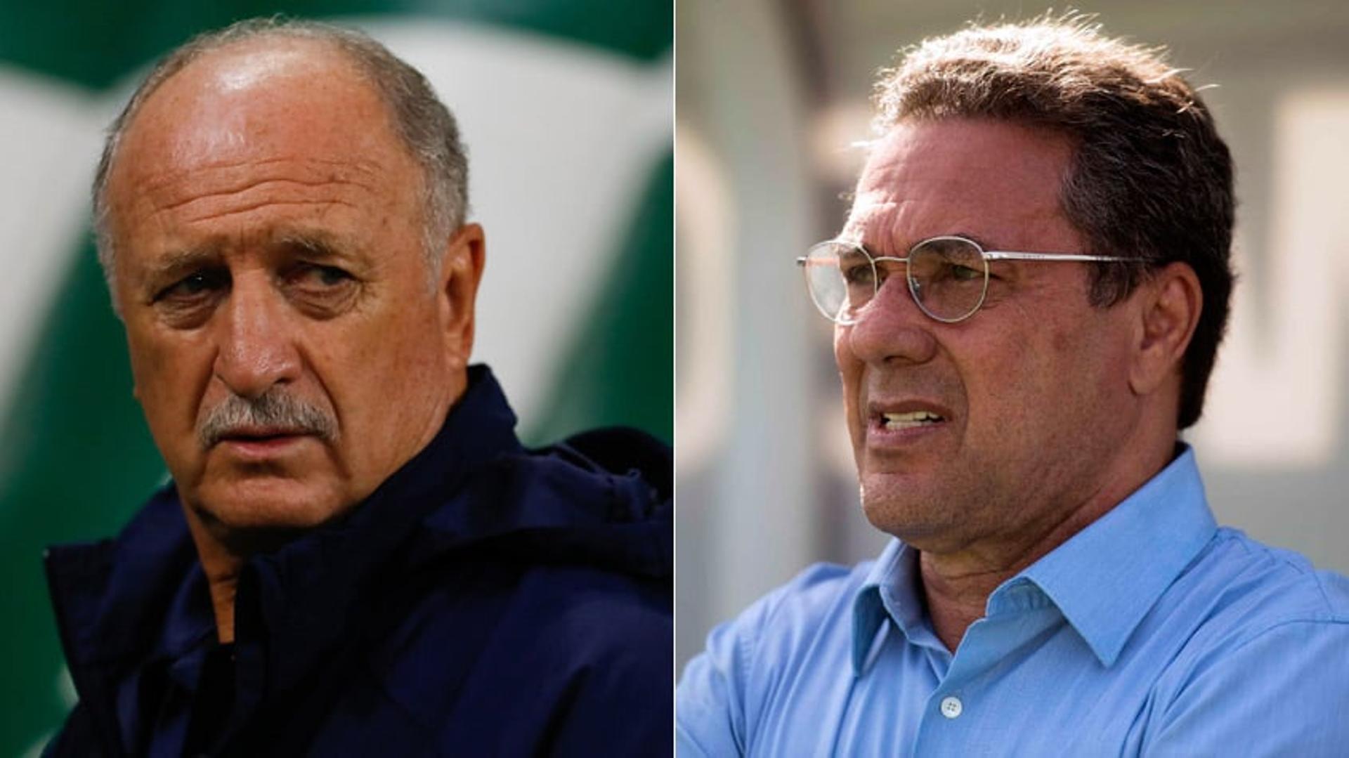 Luiz Felipe Scolari e Vanderlei Luxemburgo se enfrentam neste sábado, pelo Brasileirão em lados opostos. O Palmeiras, de Felipão, é o líder do torneio, enquanto o Vasco, de Luxa, briga para sair da parte de baixo da tabela. O LANCE! relembra outros confrontos entre os dois treinadores.&nbsp;