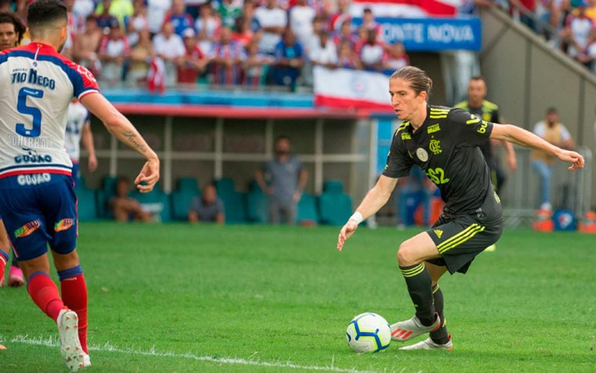 Imagens de Filipe Luís pelo Flamengo, diante do Bahia