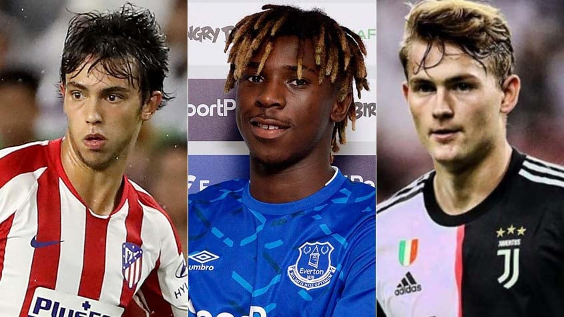 O mercado de transferências segue agitado. Uma característica da atual janela são os jovens jogadores (e cheios de potencial) já negociados. É o caso de João Félix, contratação mais cara da história do Atlético de Madrid; Matthijs De Ligt, na Juventus e, recentemente, Moise Kean, de apenas 19 anos, pelo Everton. Confira uma seleção de jovens atletas que tem tudo para brilhar em 2019/20.<br>