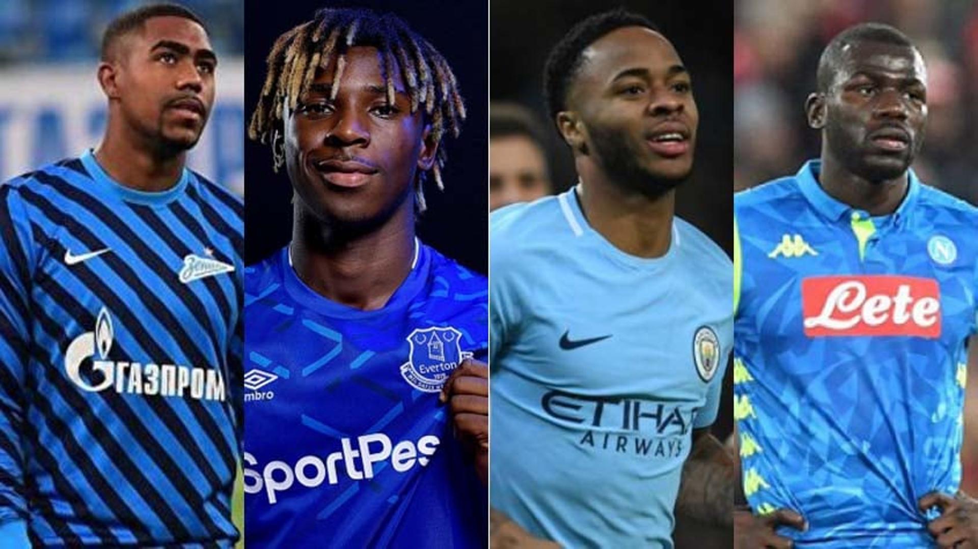 Montagem - Malcom, Kean, Sterling e Koulibaly