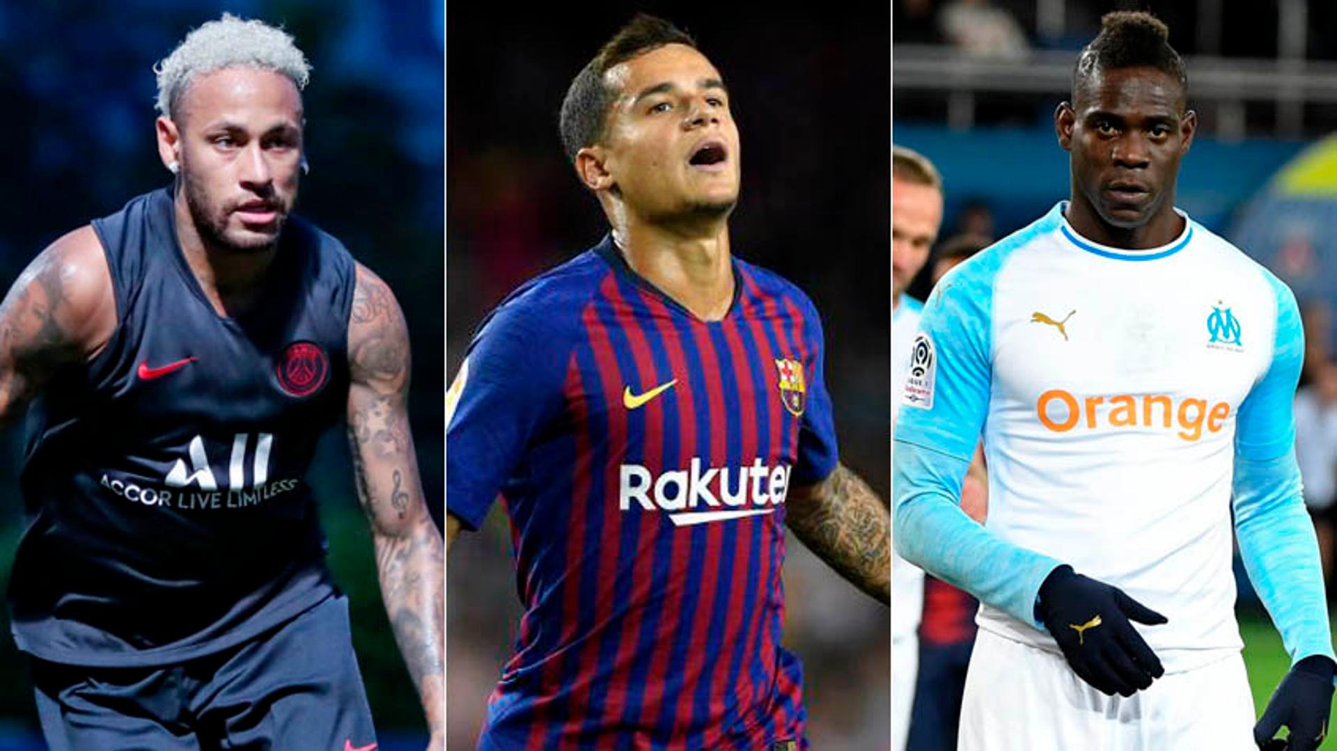 Neymar, Coutinho e Balotelli movimentaram o vaivém desta segunda-feira na Europa. Confira: