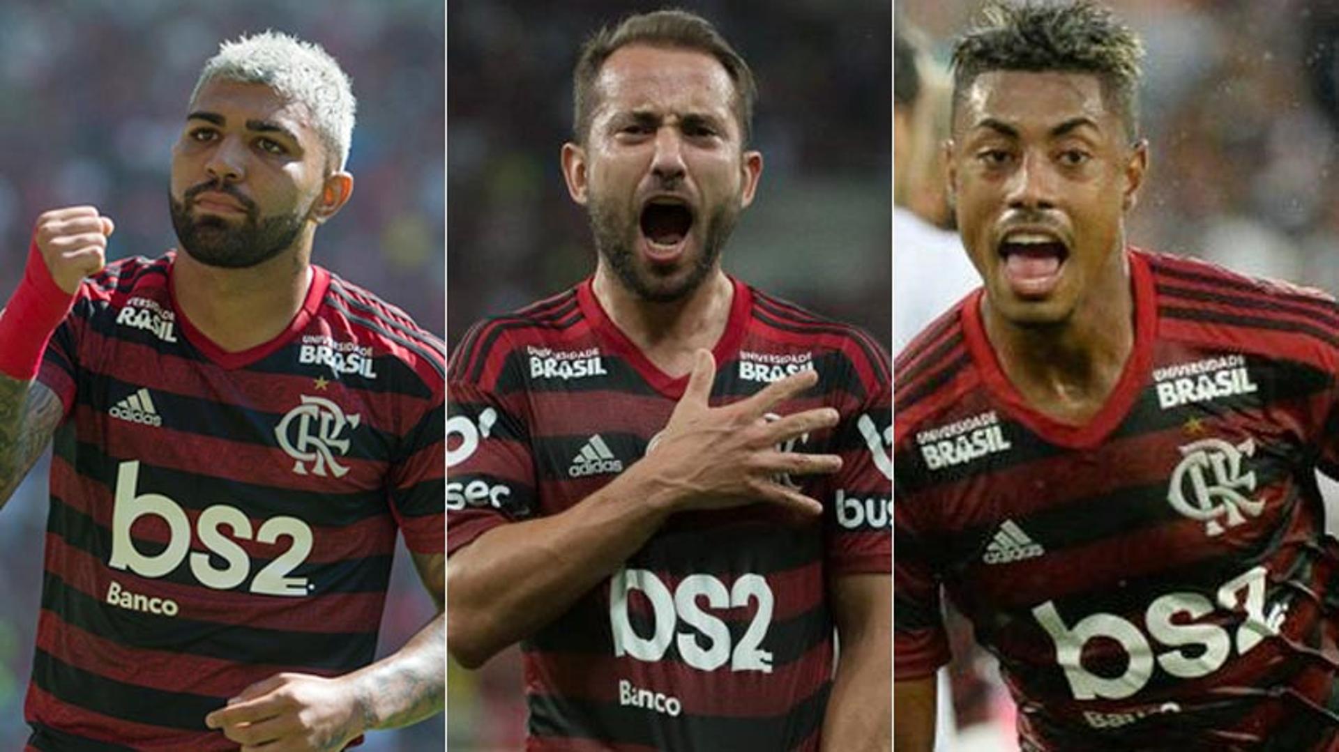 Montagem - Gabigol, Everton Ribeiro e Bruno Henrique