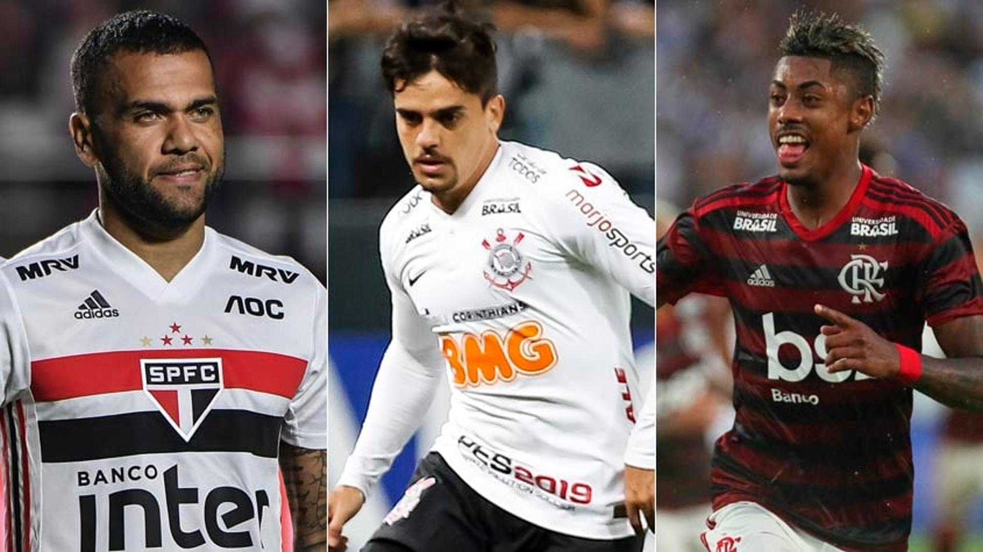 Daniel Alves (SP) - Fagner (Corinthians) - Bruno Henrique (Fla)