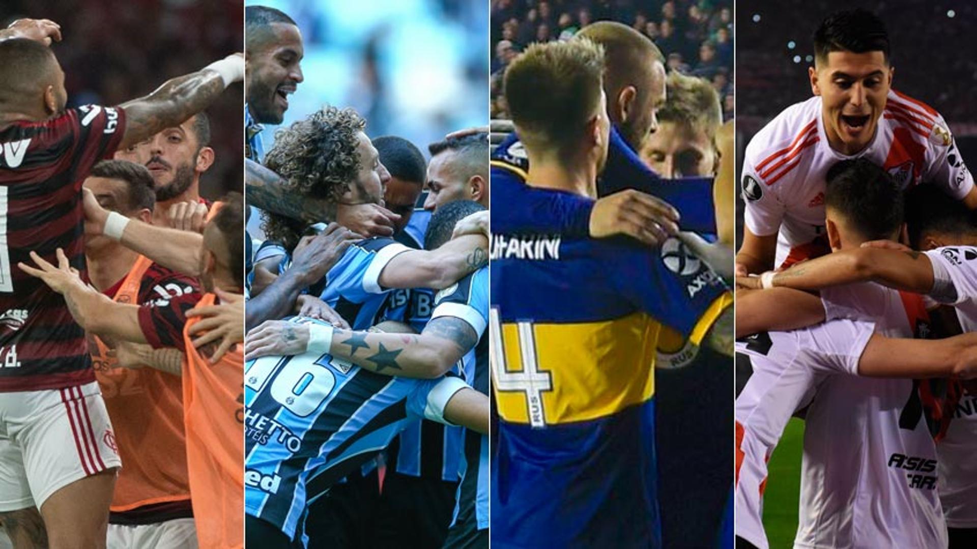 Montagem - Flamengo, Grêmio, Boca e River