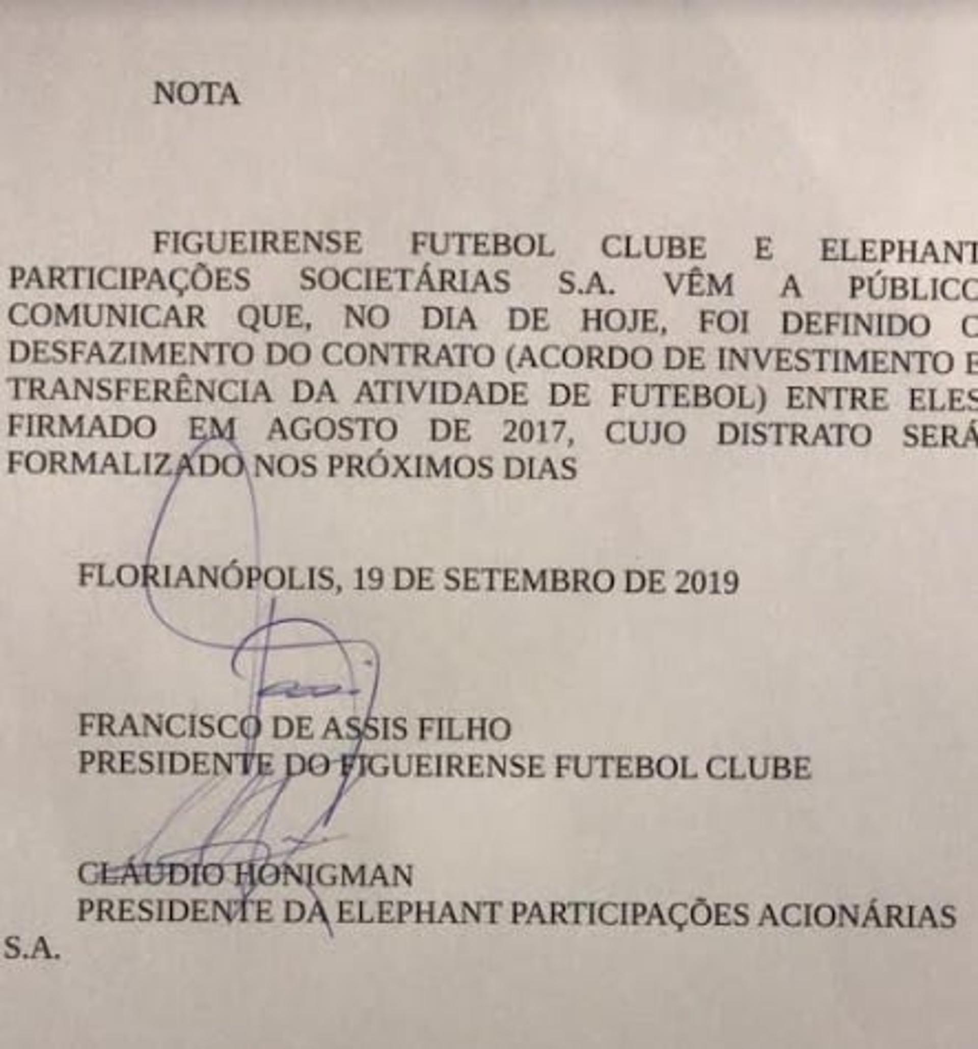 Distrato - Figueirense e Elephant