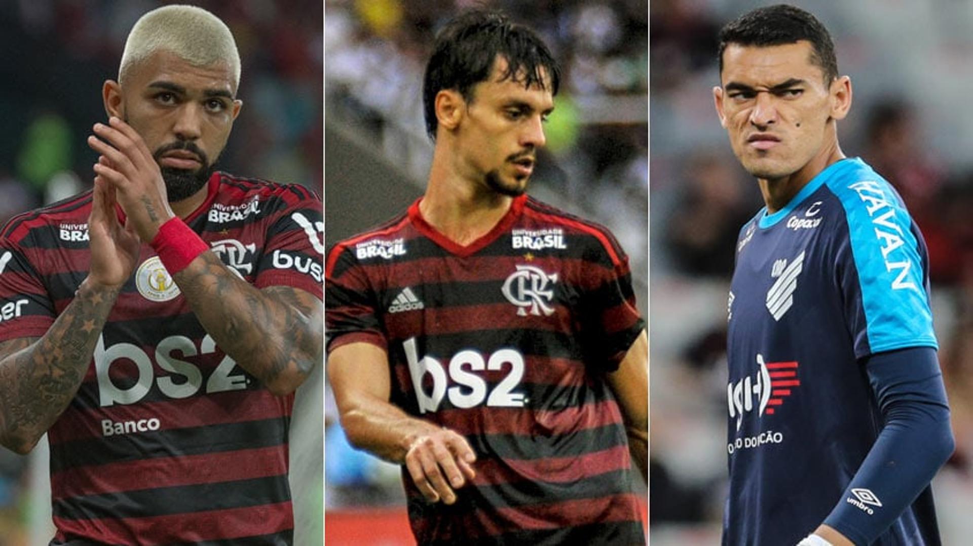 Montagem - Gabriel Barbosa, Rodrigo Caio e Santos