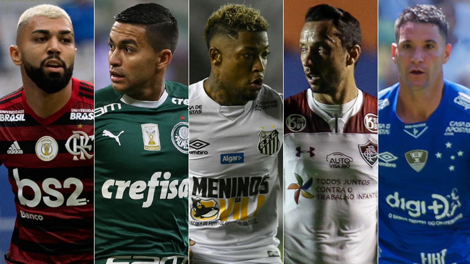 Cada time com seu objetivo... Flamengo, Palmeiras e Santos são os que tem mais chances de conquistar vaga para Libertadores de 2020. Do outro lado, no Z4, o Fluminense e Cruzeiro veem o fantasma do rebaixamento mais perto. O LANCE! mostra a porcentagem de cada clube de ir à competição sul-americana e da possibilidade de cair para Série B, do Brasileiro.&nbsp;