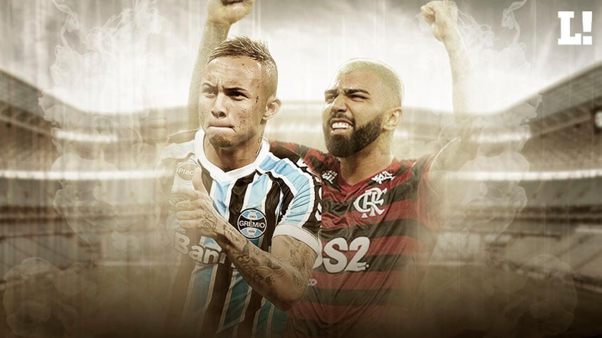 Montagem Everton e Gabigol Grêmio x Flamengo