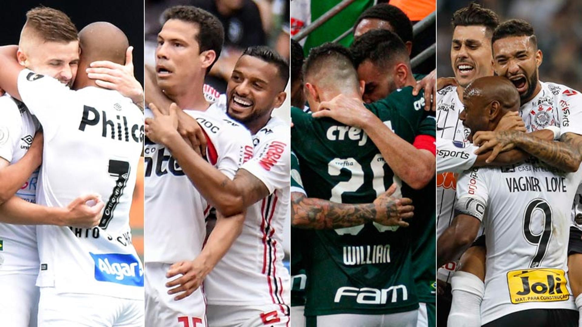 Montagem - Santos, São Paulo, Palmeiras e Corinthians