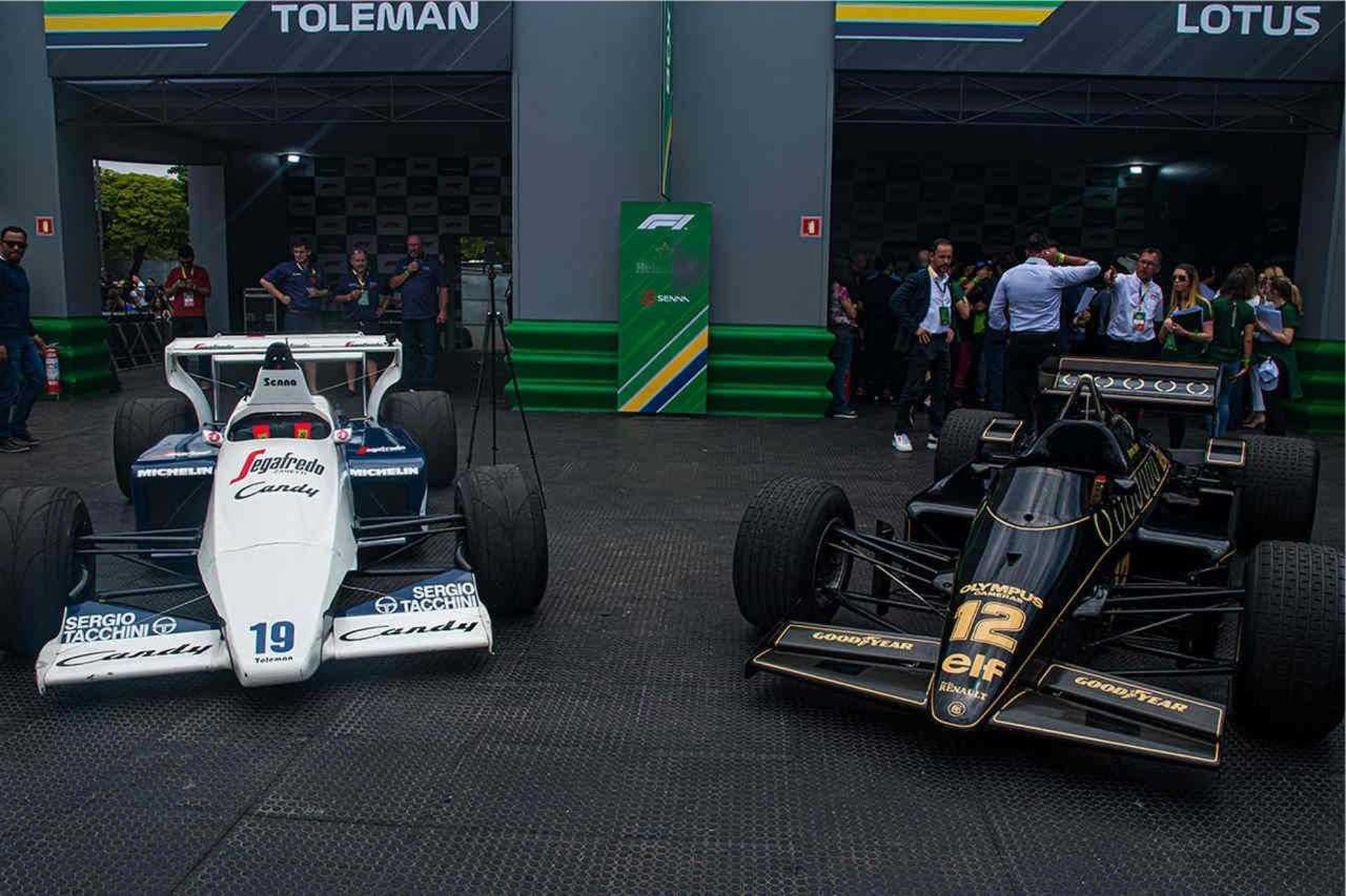 Toleman de 1984, primeiro carro de Senna na F-1 e a Lotus com a qual venceu pela 1° vez  (F1 Mania/Rafael Catelan)