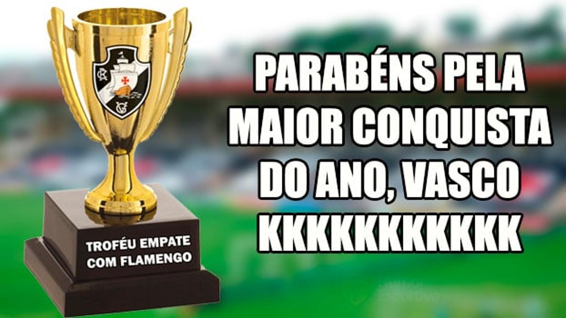 Meme: troféu do Vasco após empate com Flamengo