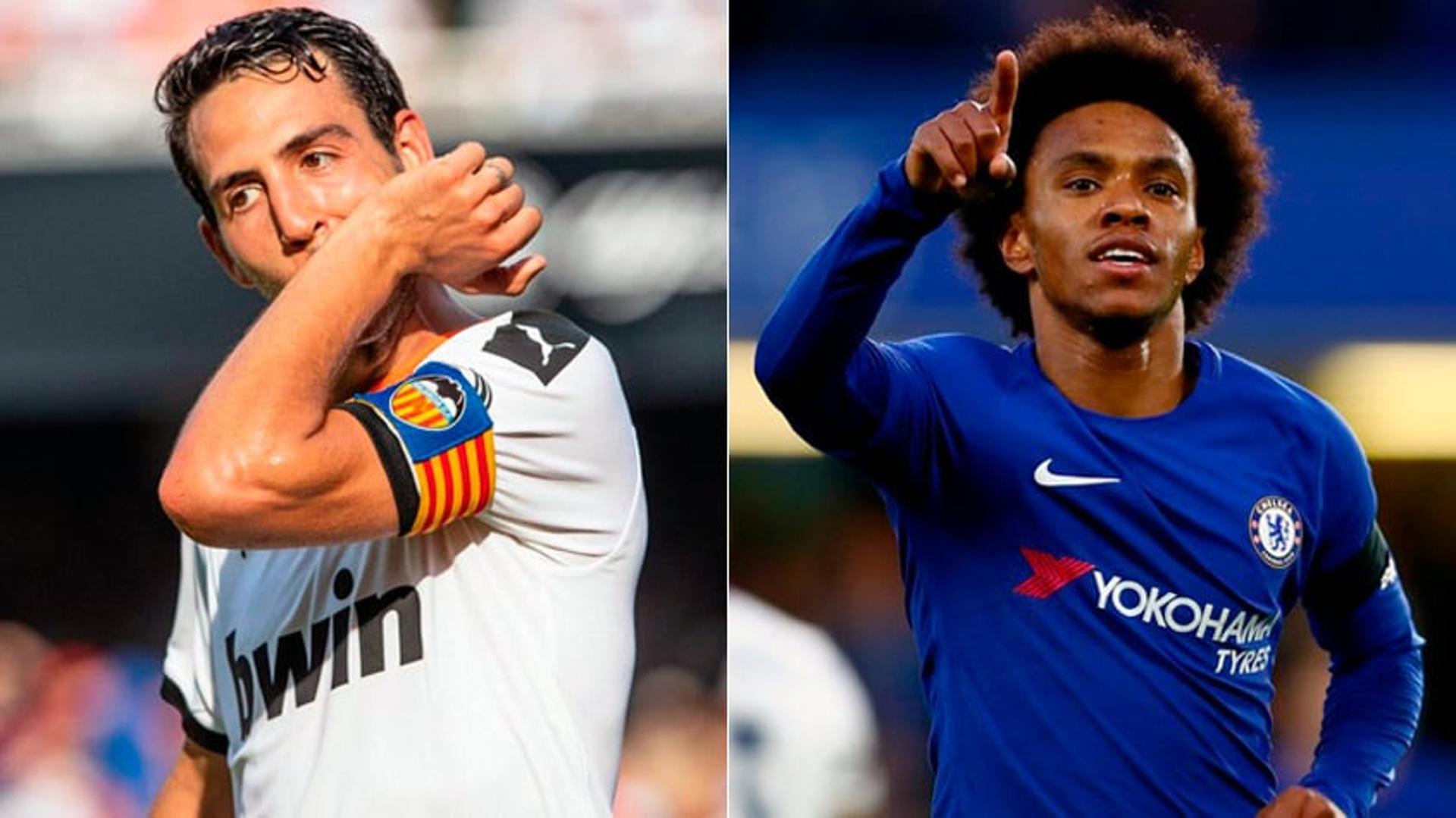 Montagem - Parejo (Valencia) e Willian (Chelsea)