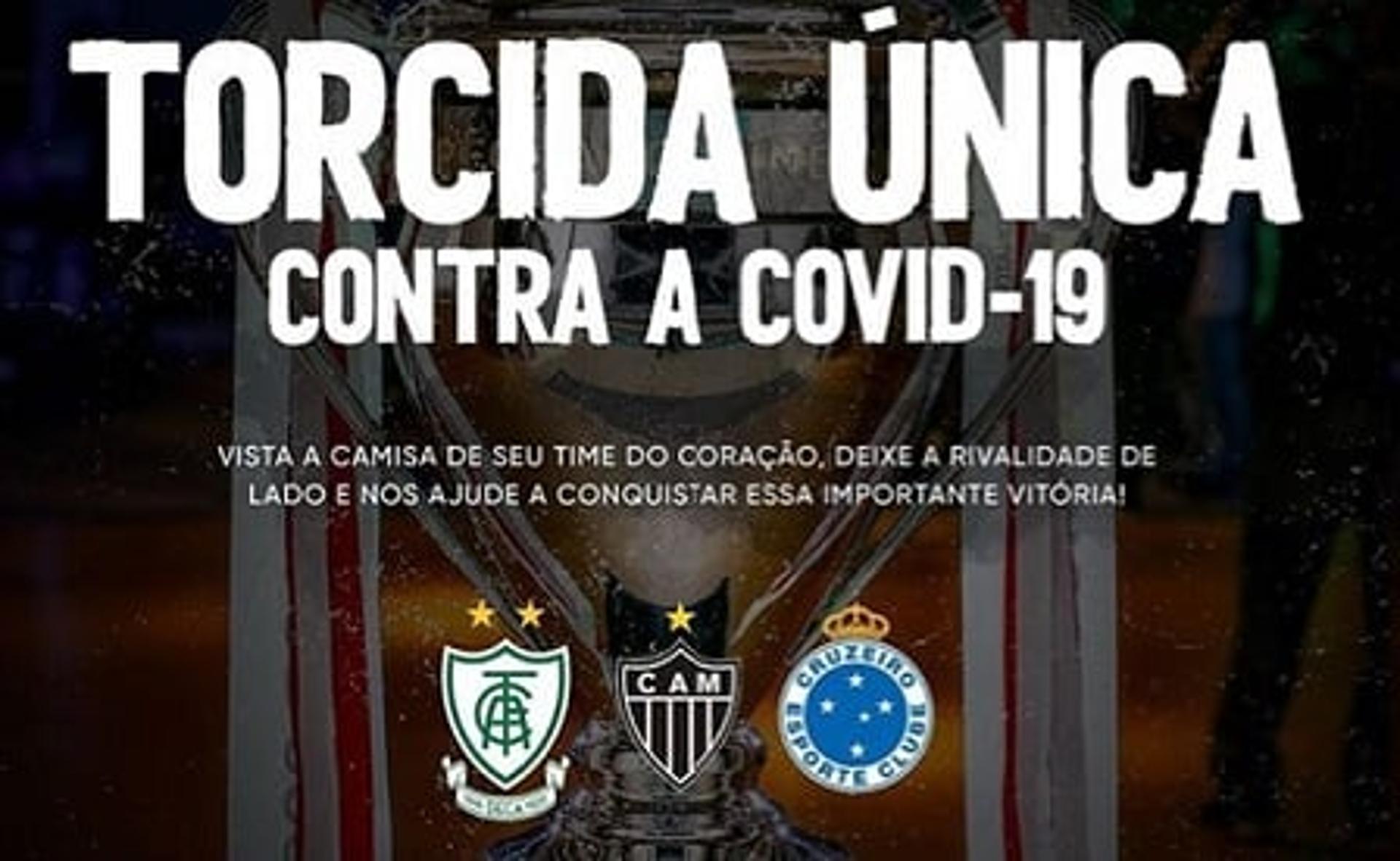 A "Torcida Unica" terá os três grandes de BH em prol de ações contra o coronavírus