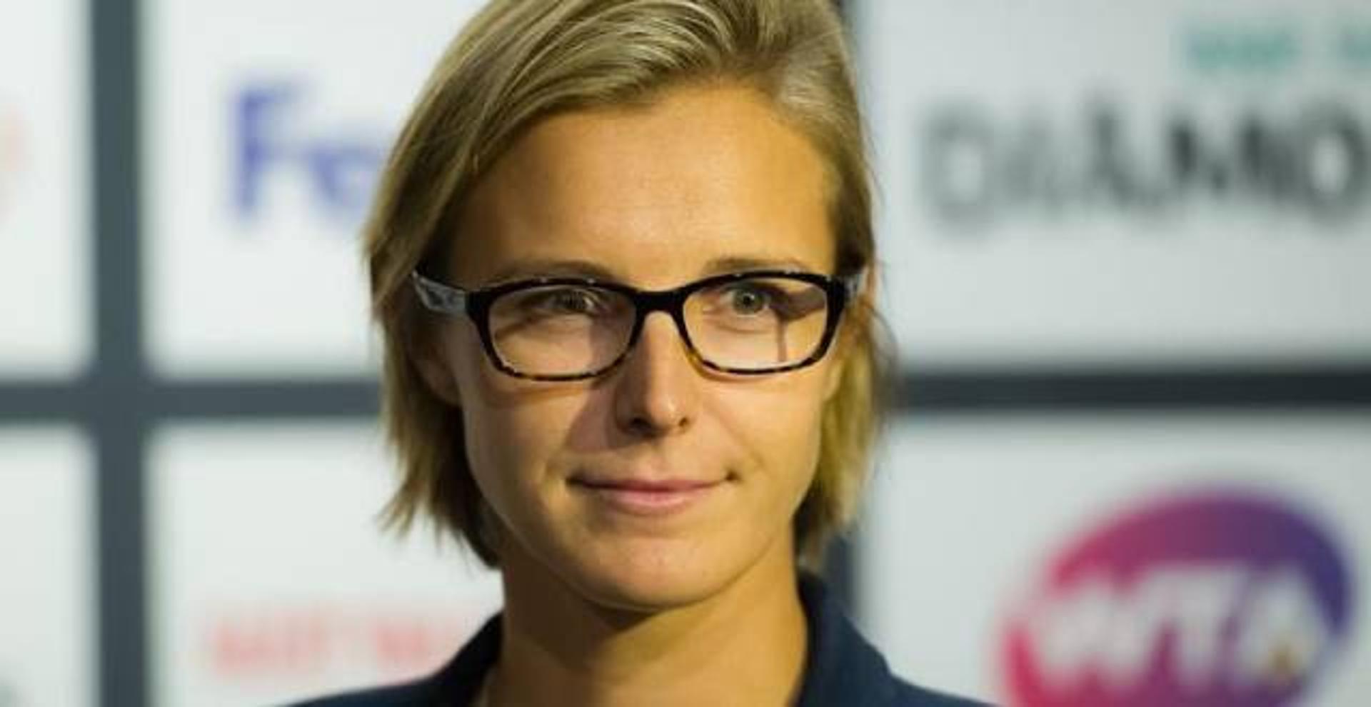 Kirsten Flipkens em festa de jogadoras da WTA