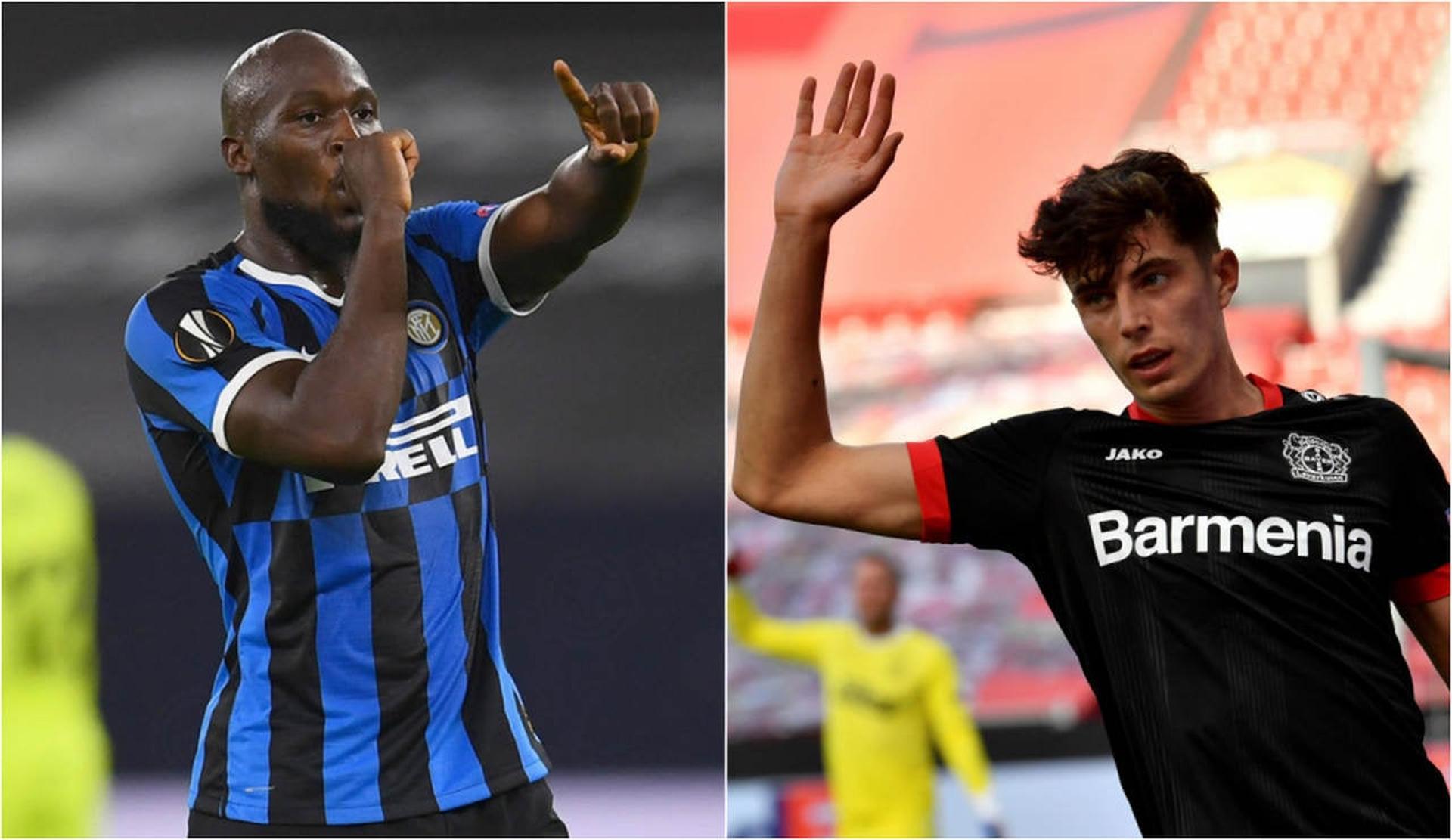 Montagem - Lukaku (Inter de Milão) e Havertz (Bayer Leverkusen)