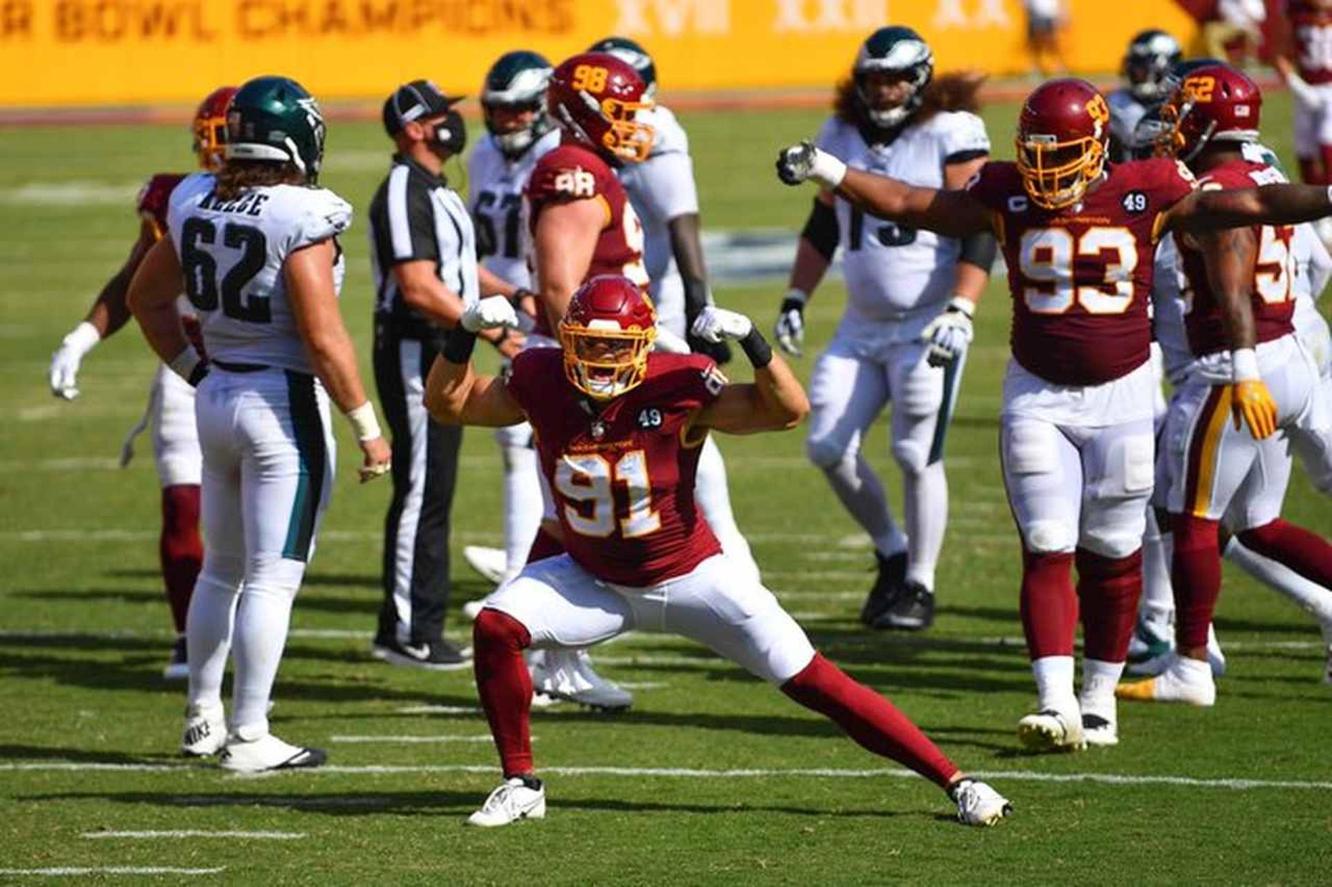 Ryan Kerrigan brilhou em triunfo do Washington sobre o Philadelphia Eagles