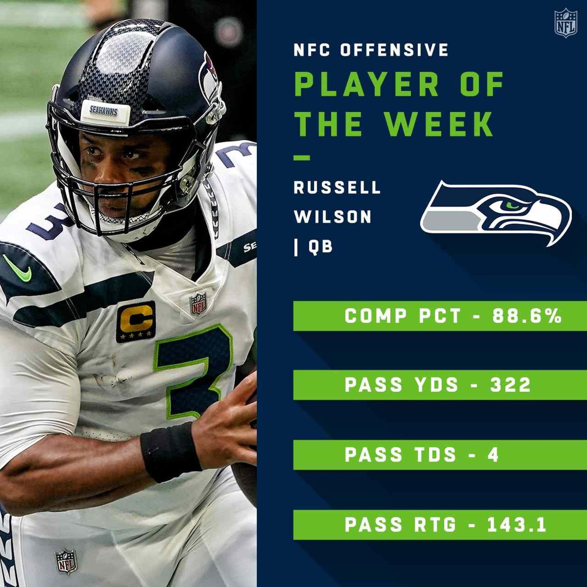 Russell Wilson teve números excelentes em vitória do Seahawks