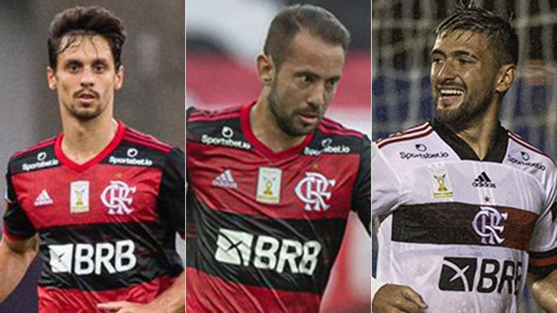 Montagem - Rodrigo Caio, Everton Ribeiro e Arrascaeta