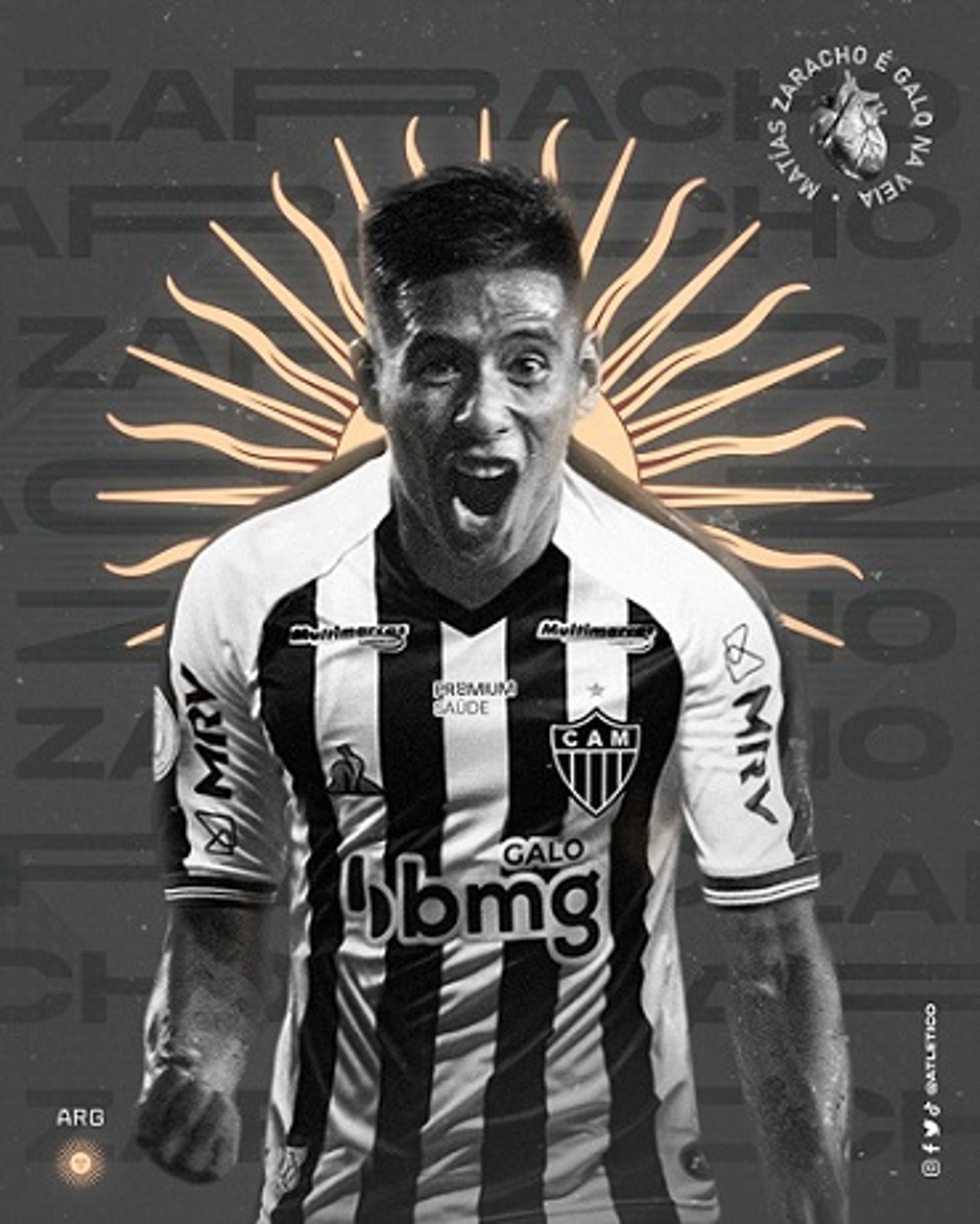 O Galo oficializou a contratação de Zaracho. Sua apresentação será nos próximos dias