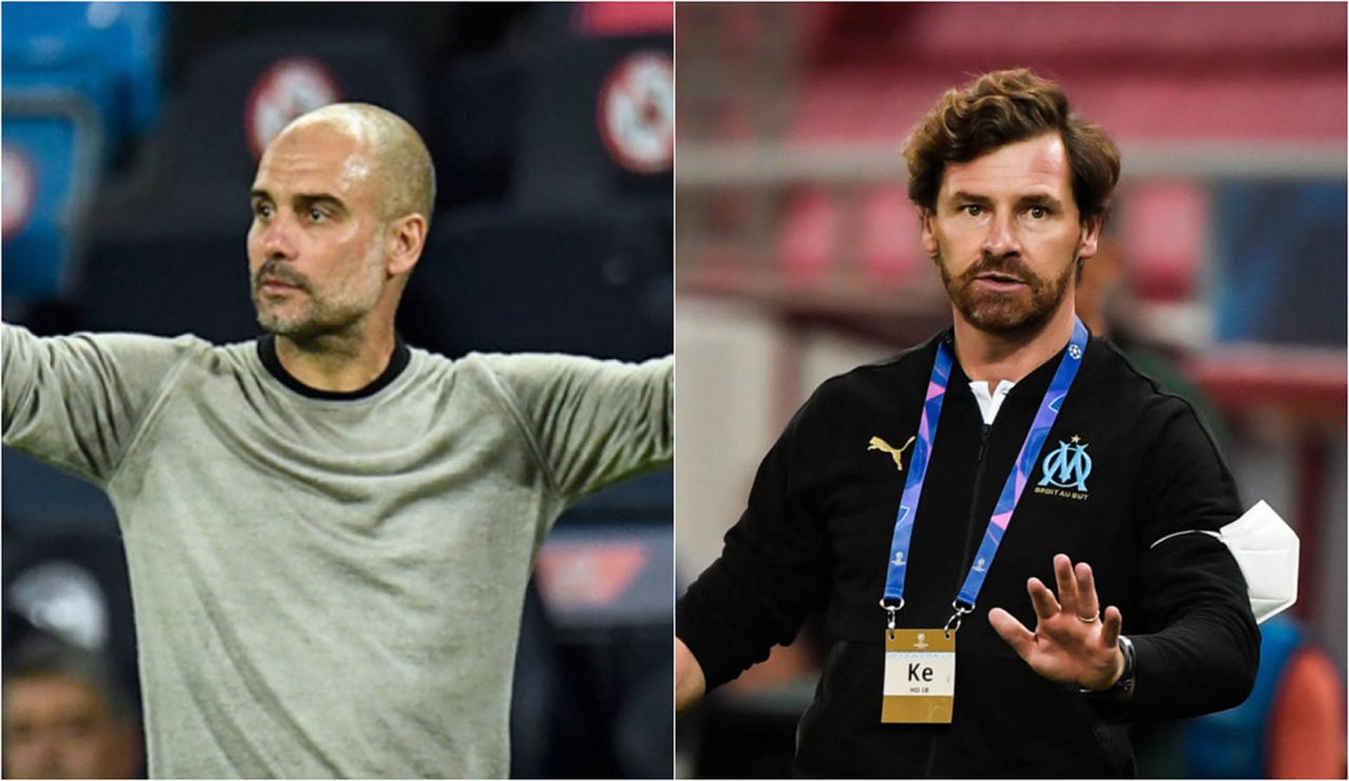 Montagem - Pep Guardiola (Manchester City) e André Villas-Boas (Olympique de Marselha)