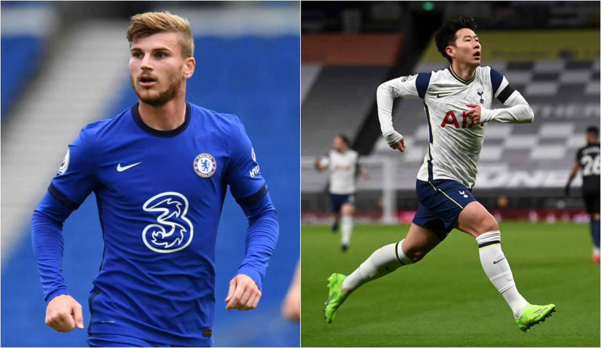 Montagem - Werner (Chelsea) e Son (Tottenham)