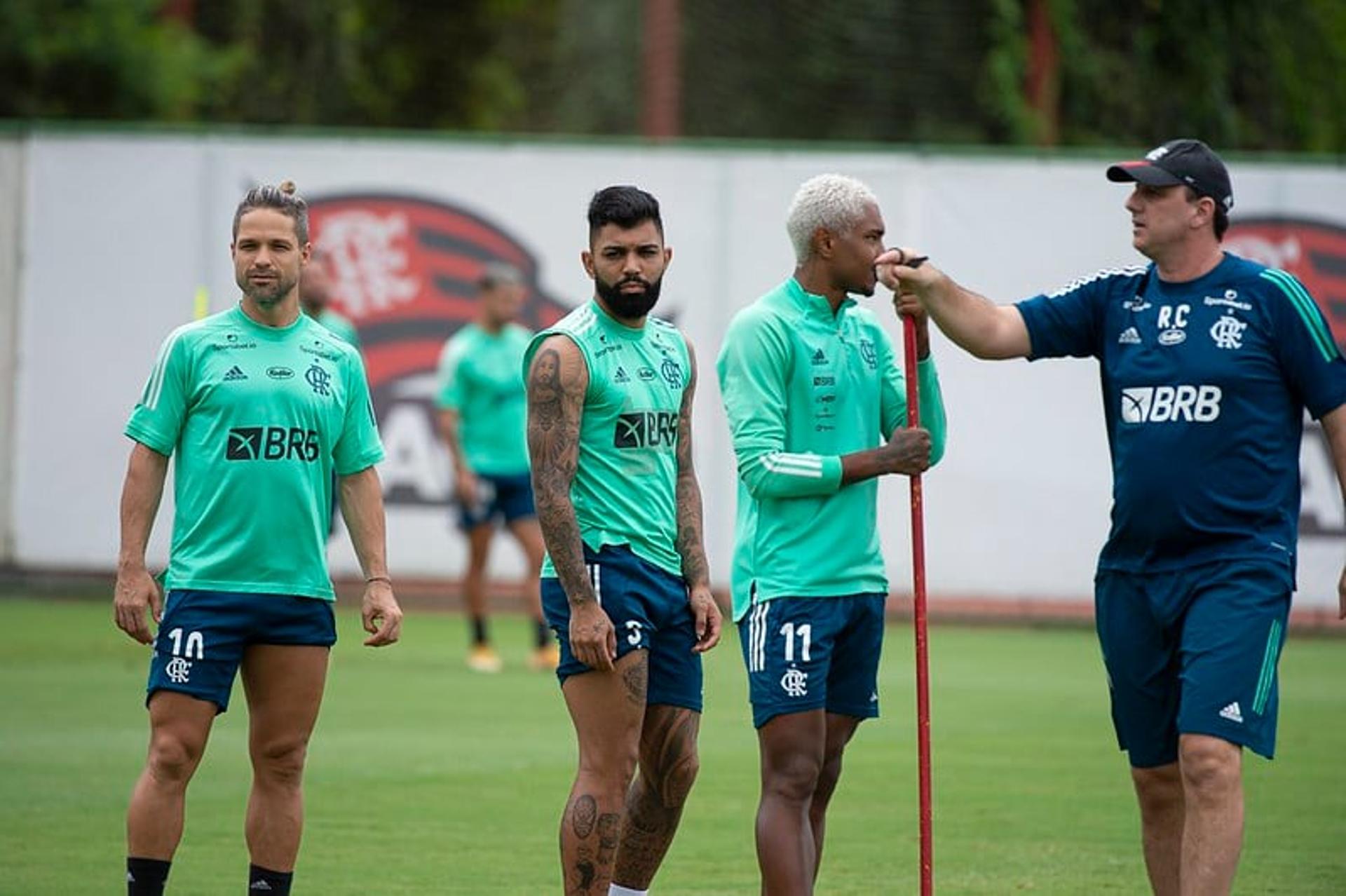 Diego, Gabigol, Vitinho e Rogério Ceni - Treino