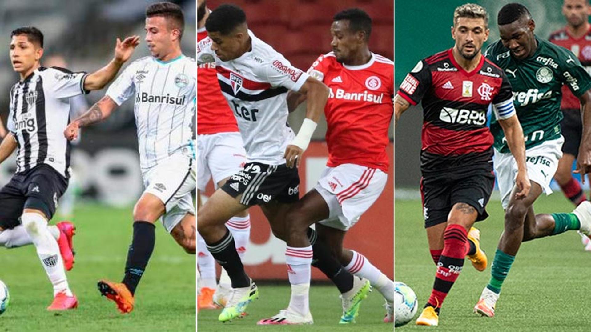 Montagem - Grêmio X Atlético-MG, São Paulo X Internacional e Flamengo X Palmeiras