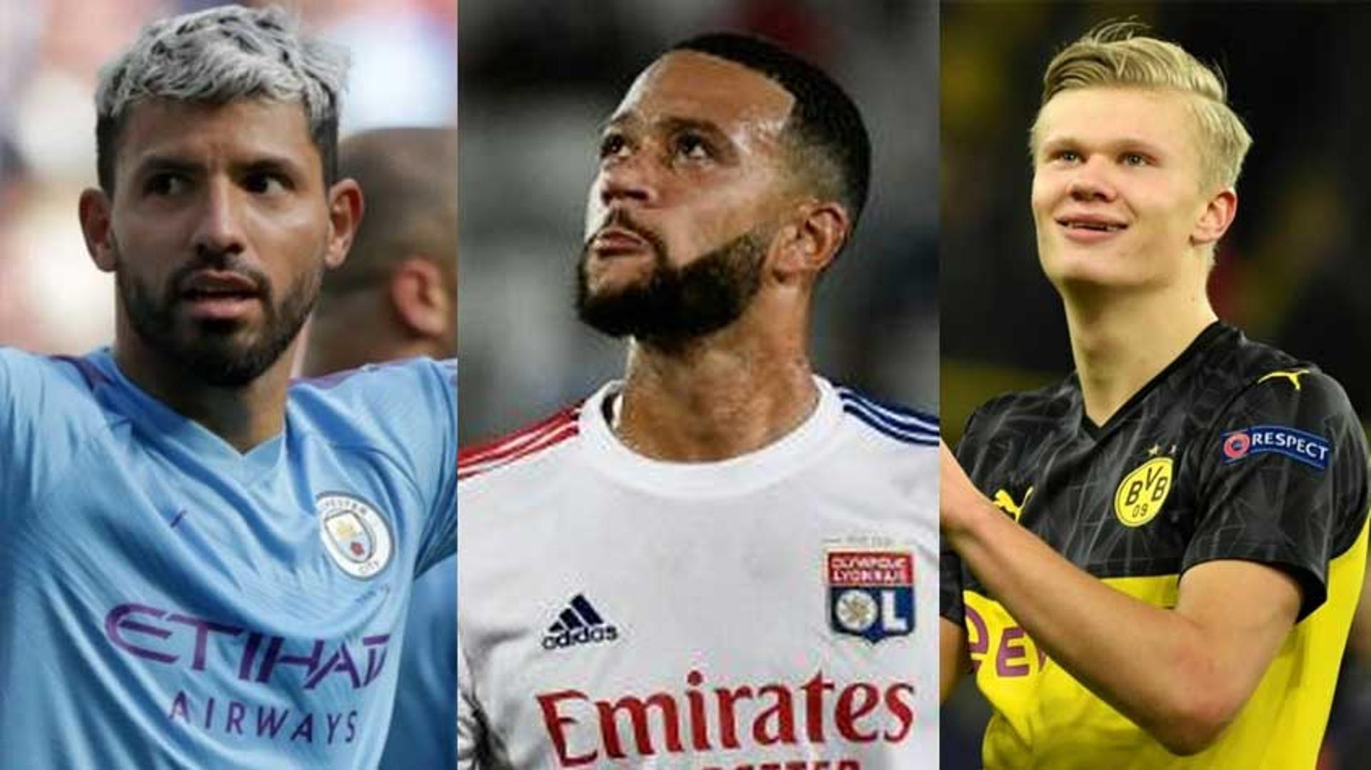 Montagem - Aguero, Depay e Haaland