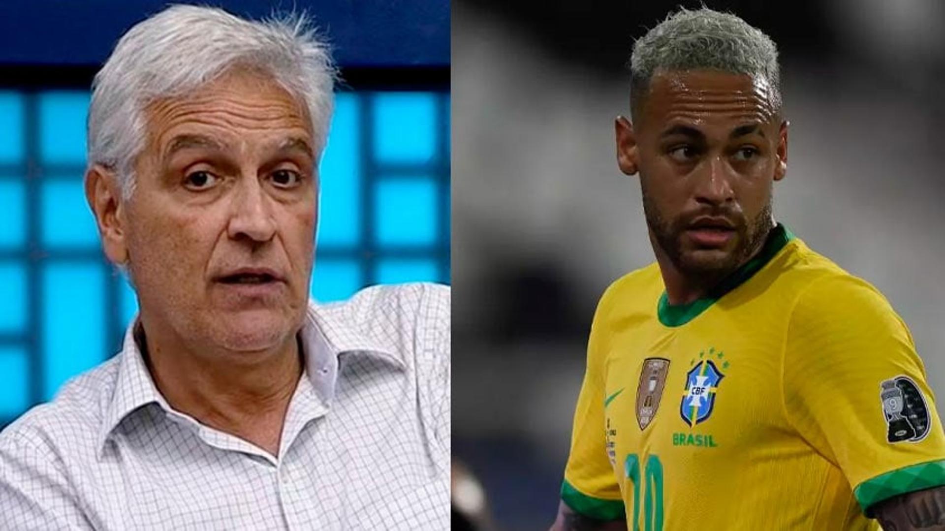 jornalista Sormani e Neymar (camisa da Seleção).