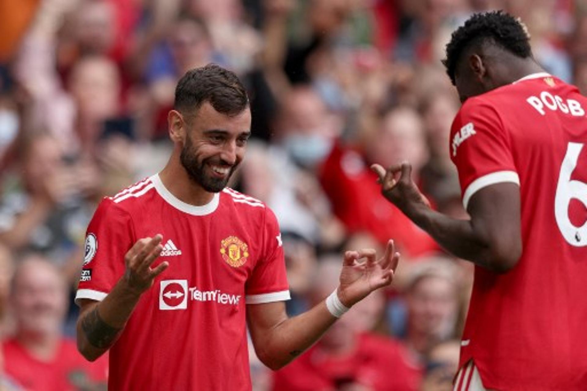 Manchester United x Leeds - Bruno Fernandes e Pogba