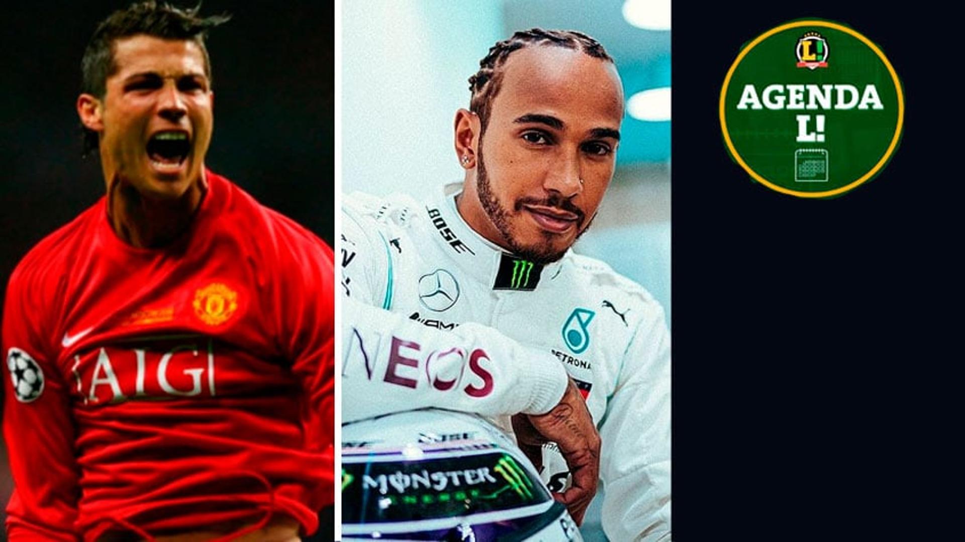 Cristiano Ronaldo pelo Manchester United, e o piloto de Fórmula 1, Lewis Hamilton