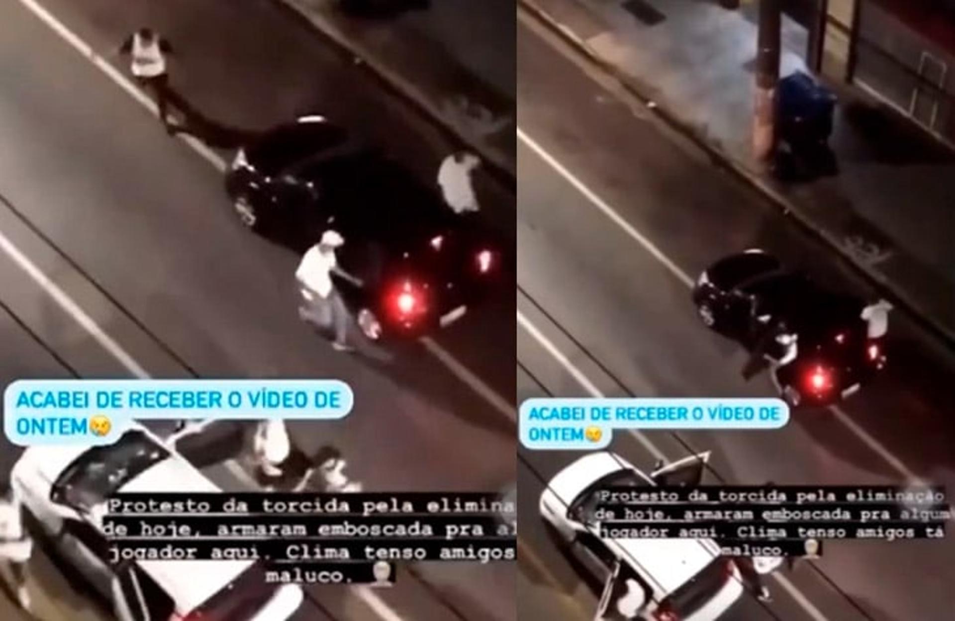 torcedores cercando o carro do atacante Tardelli