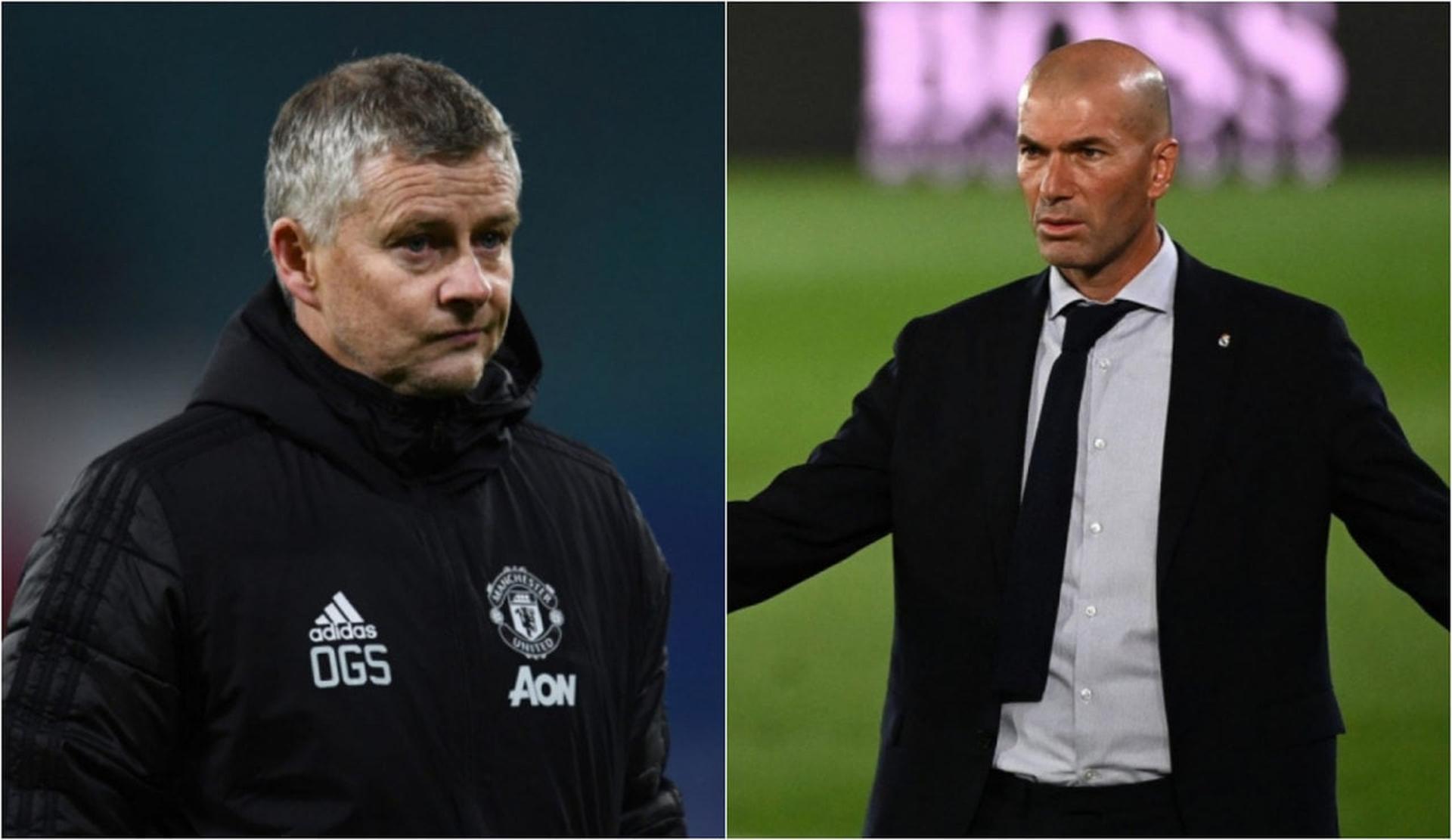 Montagem - Ole Gunnar Solskjaer (Manchester United) e Zinédine Zidane