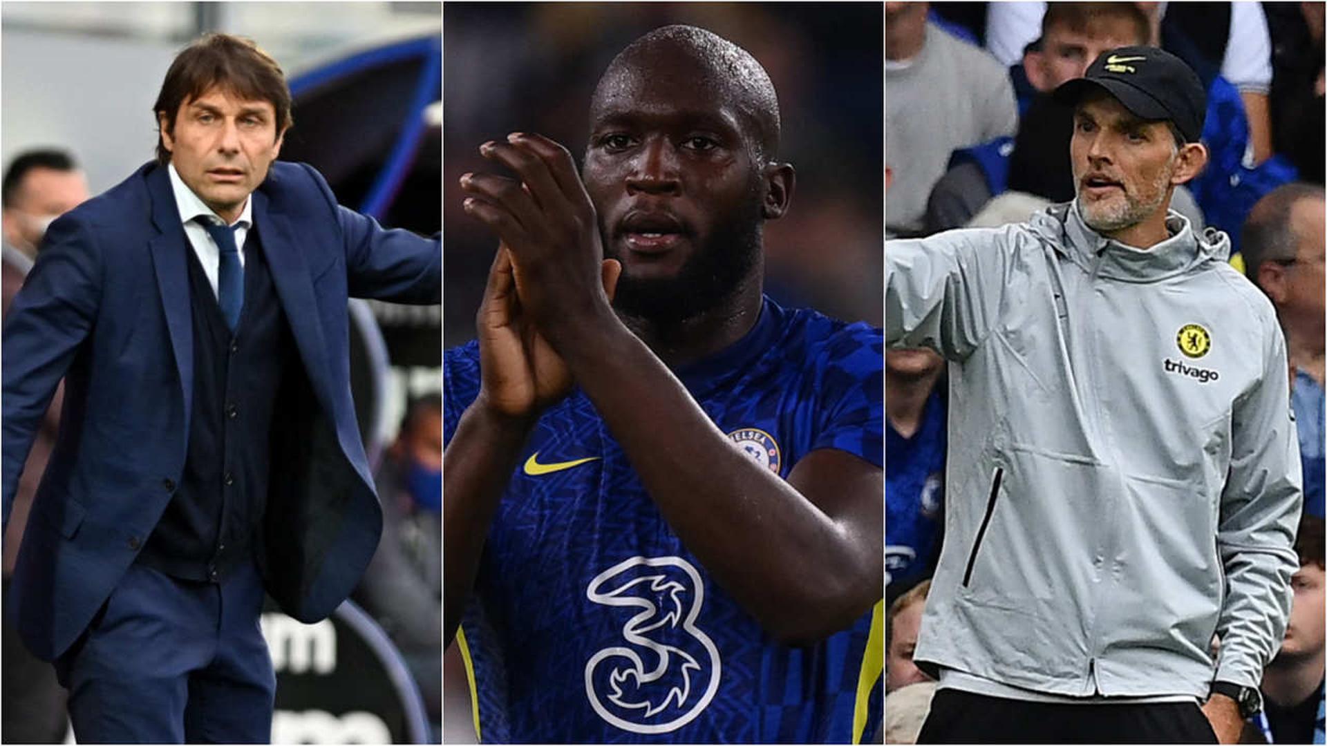 Montagem - Antonio Conte, Romelu Lukaku e Thomas Tuchel