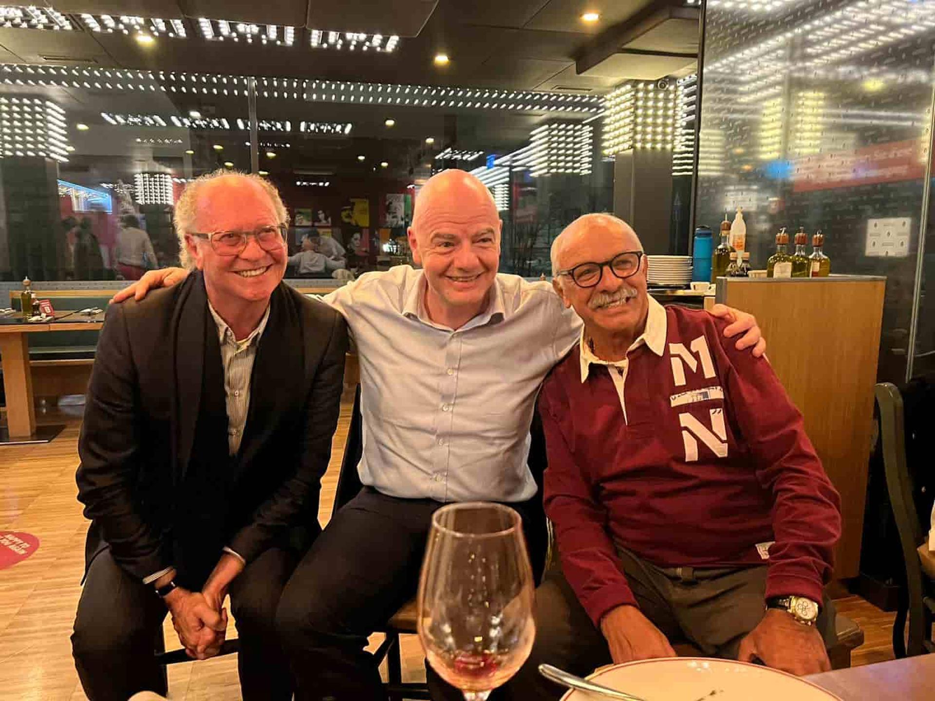 Falcão, Junior e Gianni Infantino