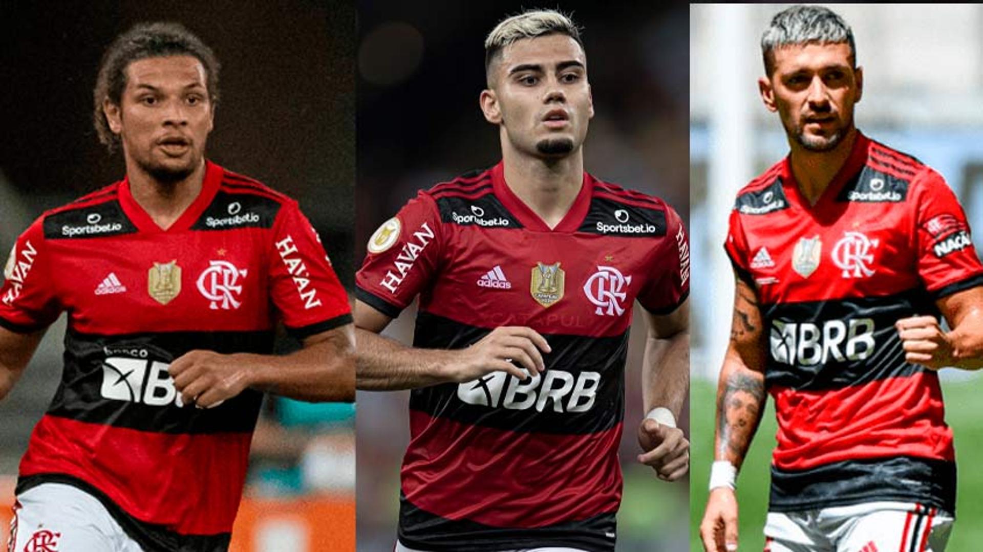 Arão, Andreas e Arrascaeta, do Flamengo