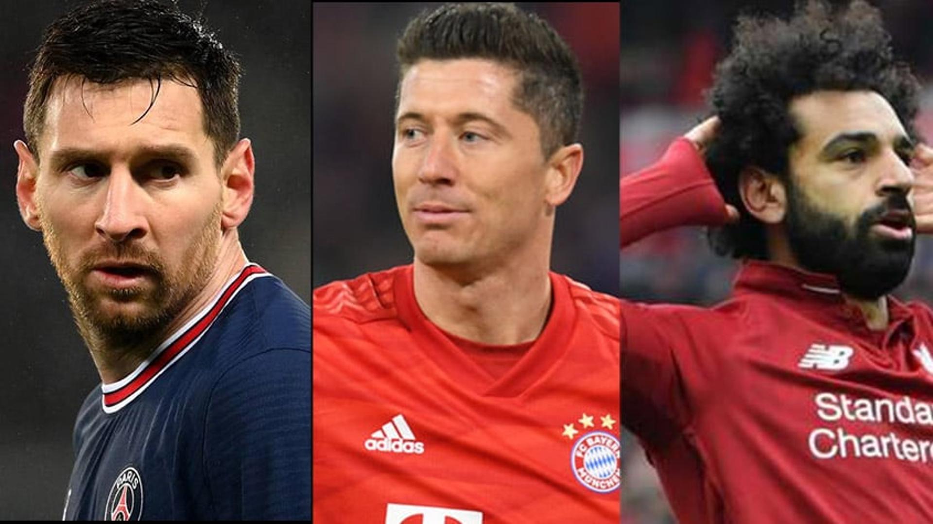 Montagem Messi Lewandowski Salah