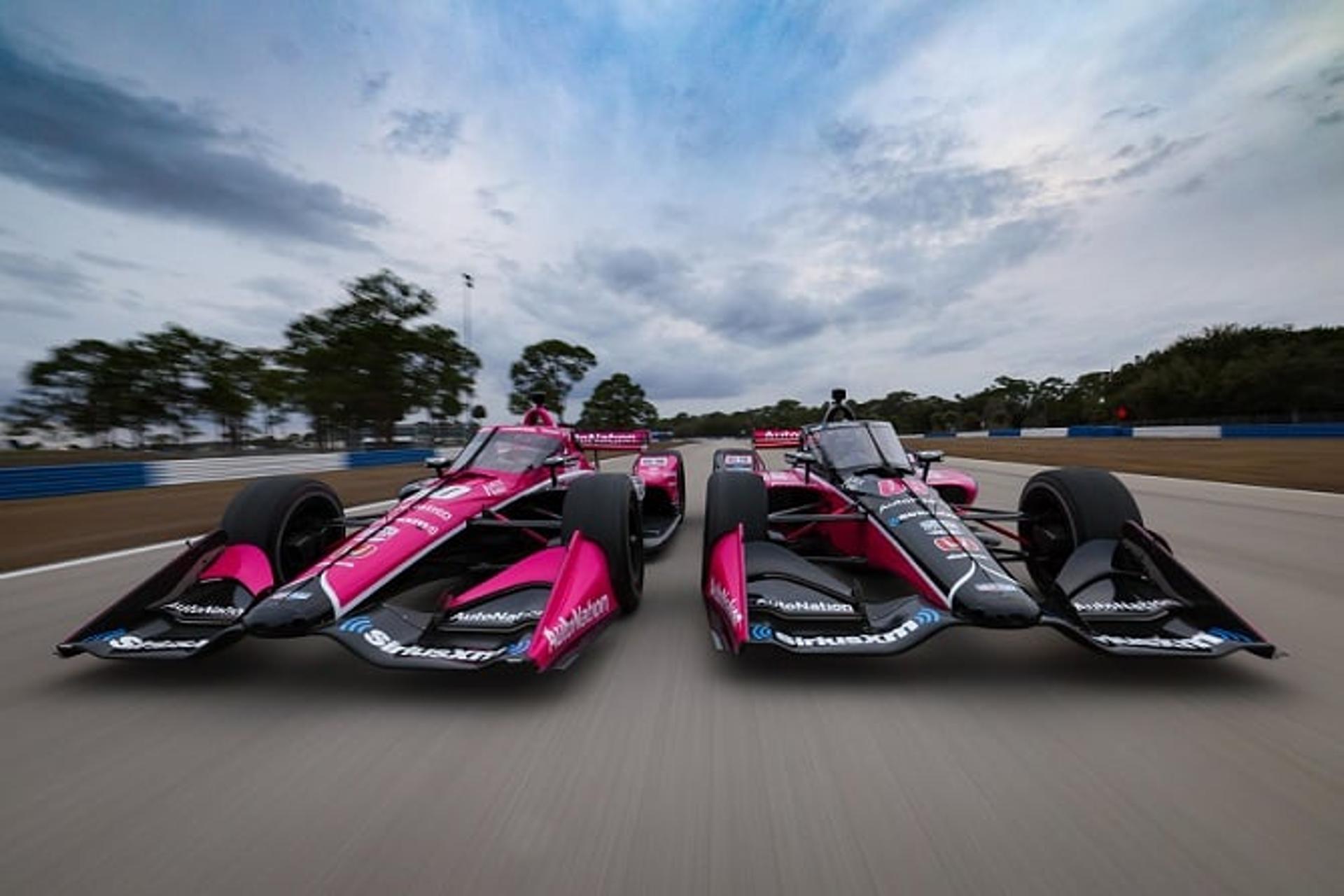 Os dois carros da Meyer Shank Racing para a IndyCar 2022: Helio Castroneves (06) e Simon Pagenaud (60) (Foto: IndyCar Media)