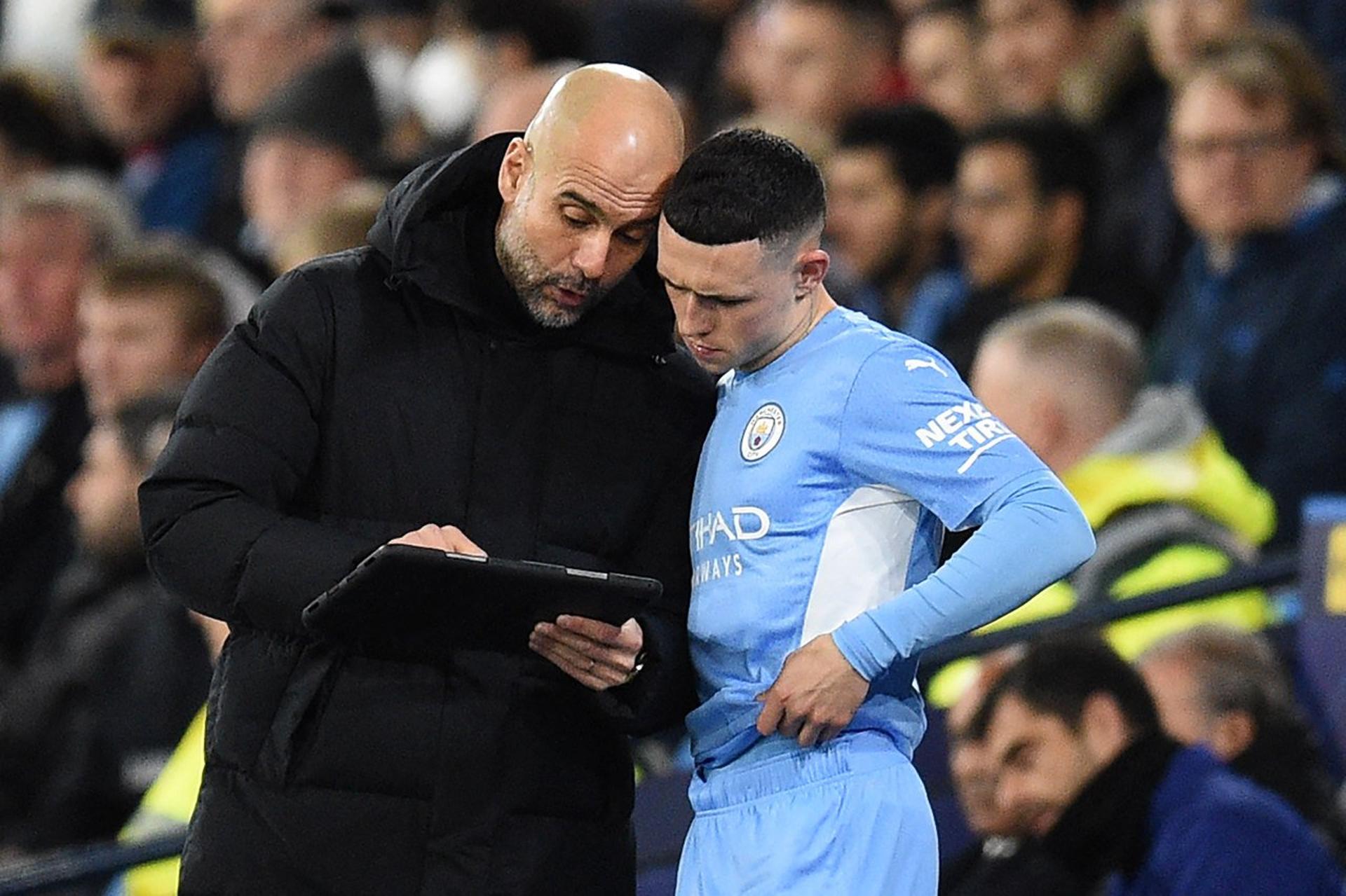 Manchester City x Atlético de Madrid - Pep Guardiola e Phil Foden