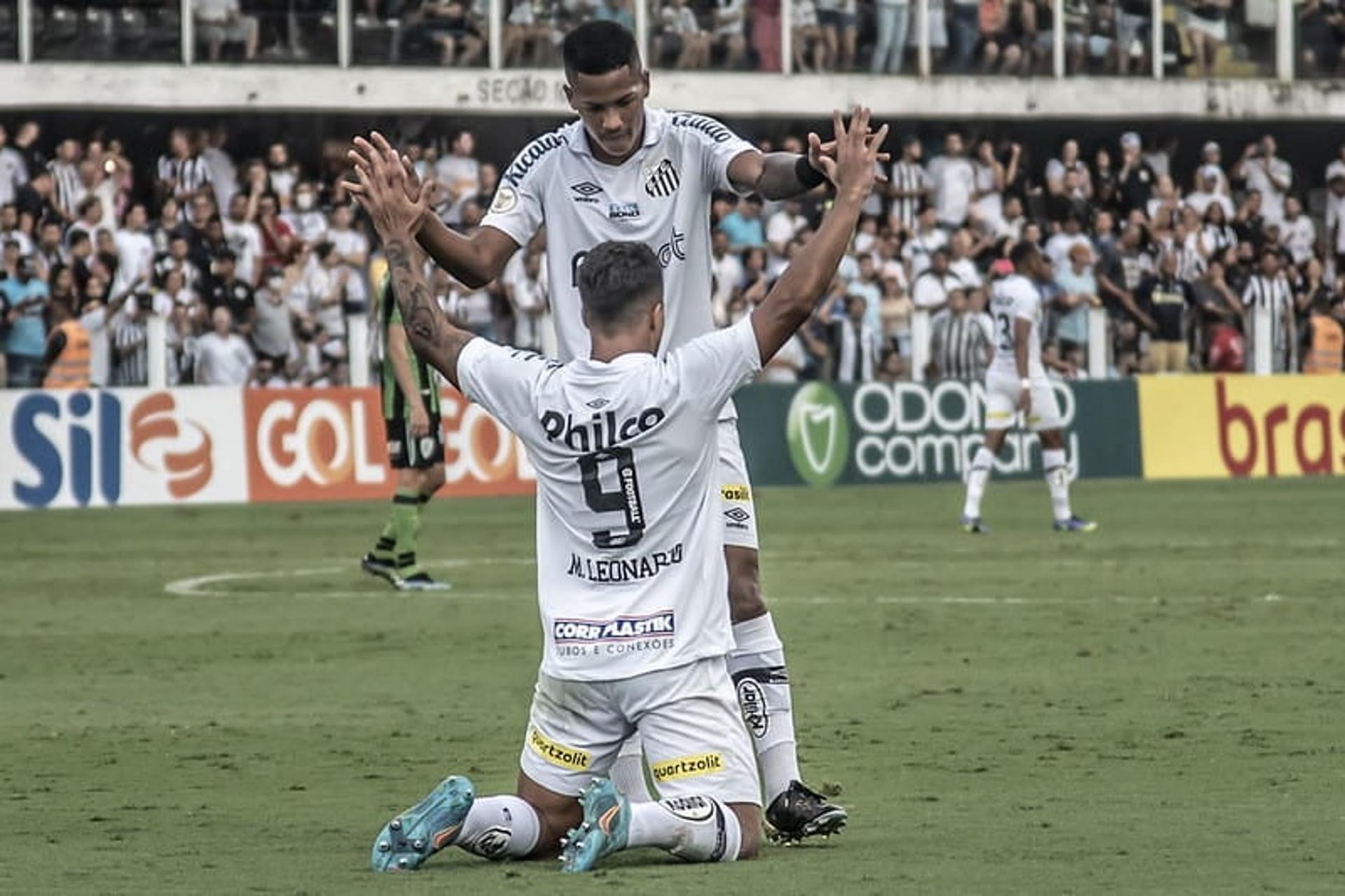 Marcos Leonardo e Ângelo - Santos x América-MG